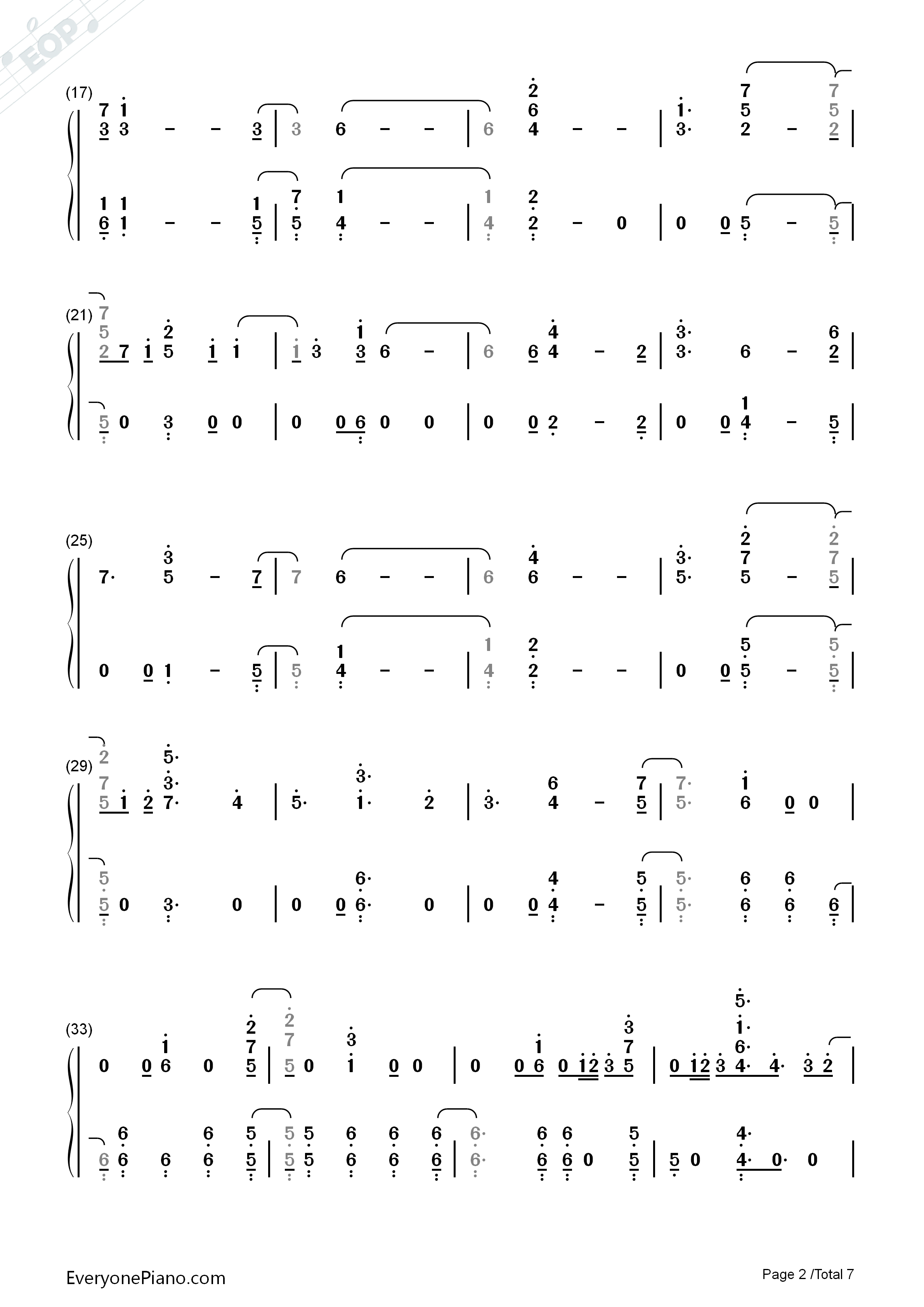 2U钢琴简谱_David_Guetta_ft_Justin_Bieber演唱