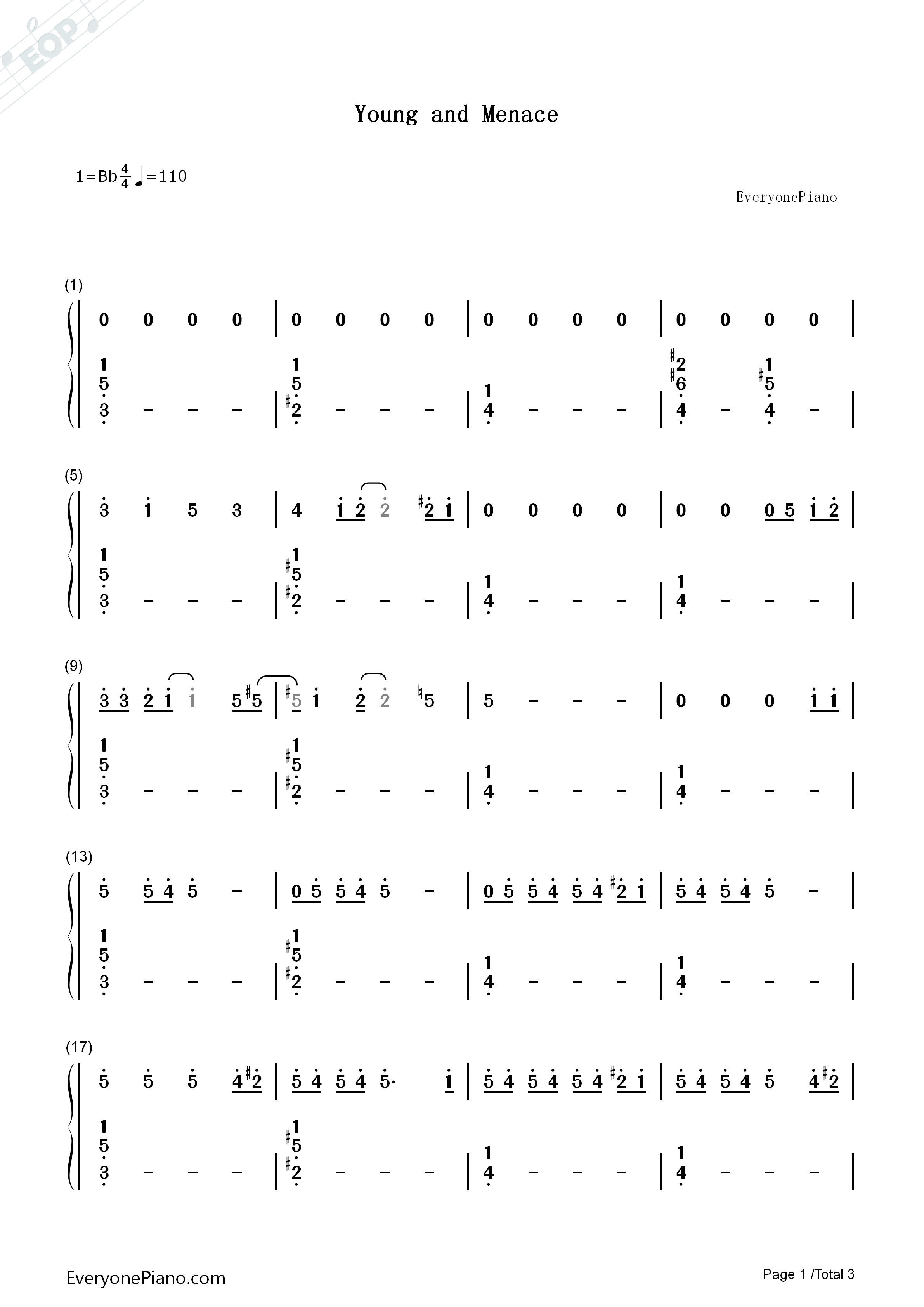 Young_and_Menace钢琴简谱_Fall_Out_Boy演唱