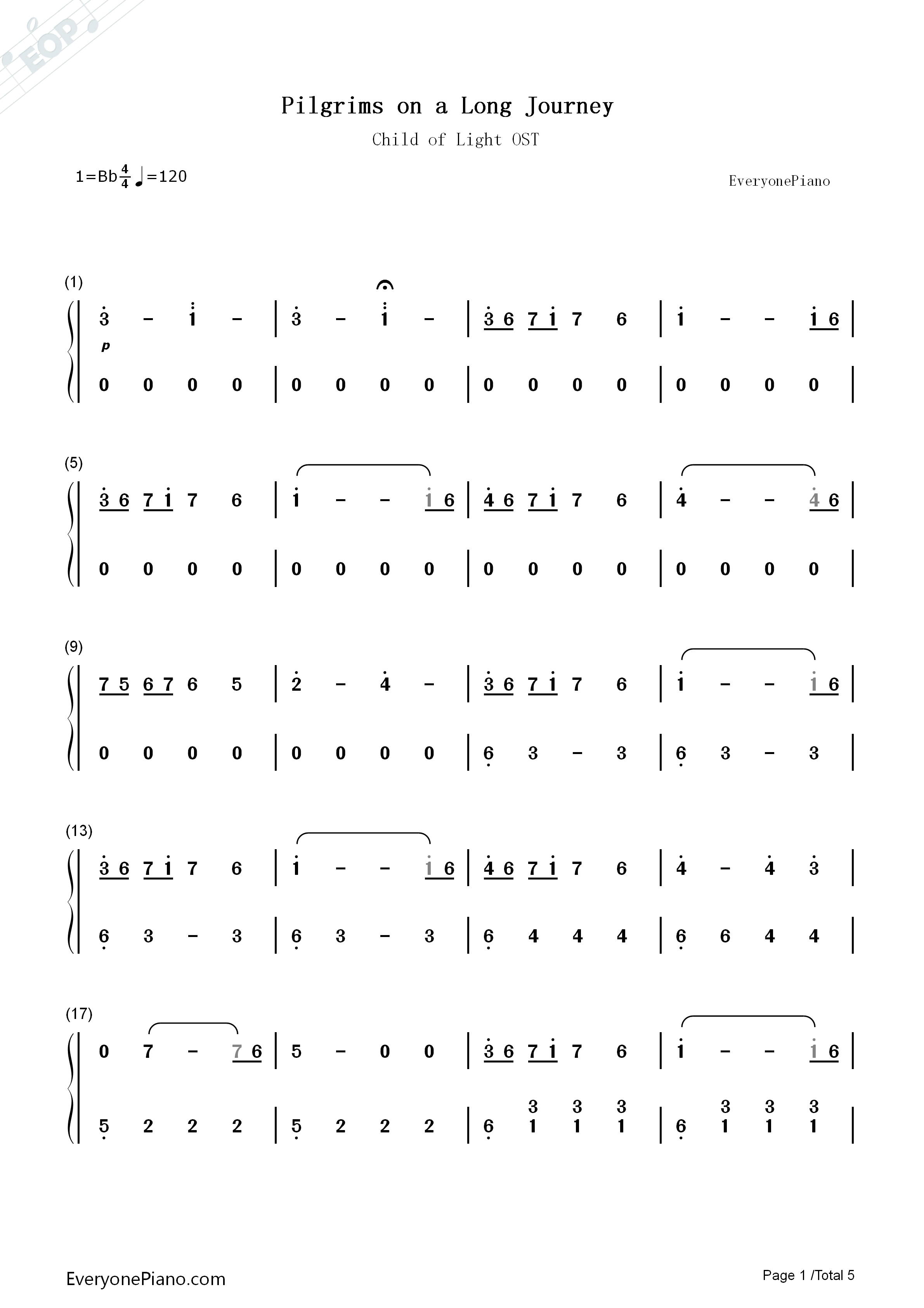 Pilgrims_on_a_Long_Journey钢琴简谱_Coeur_de_Pirate演唱