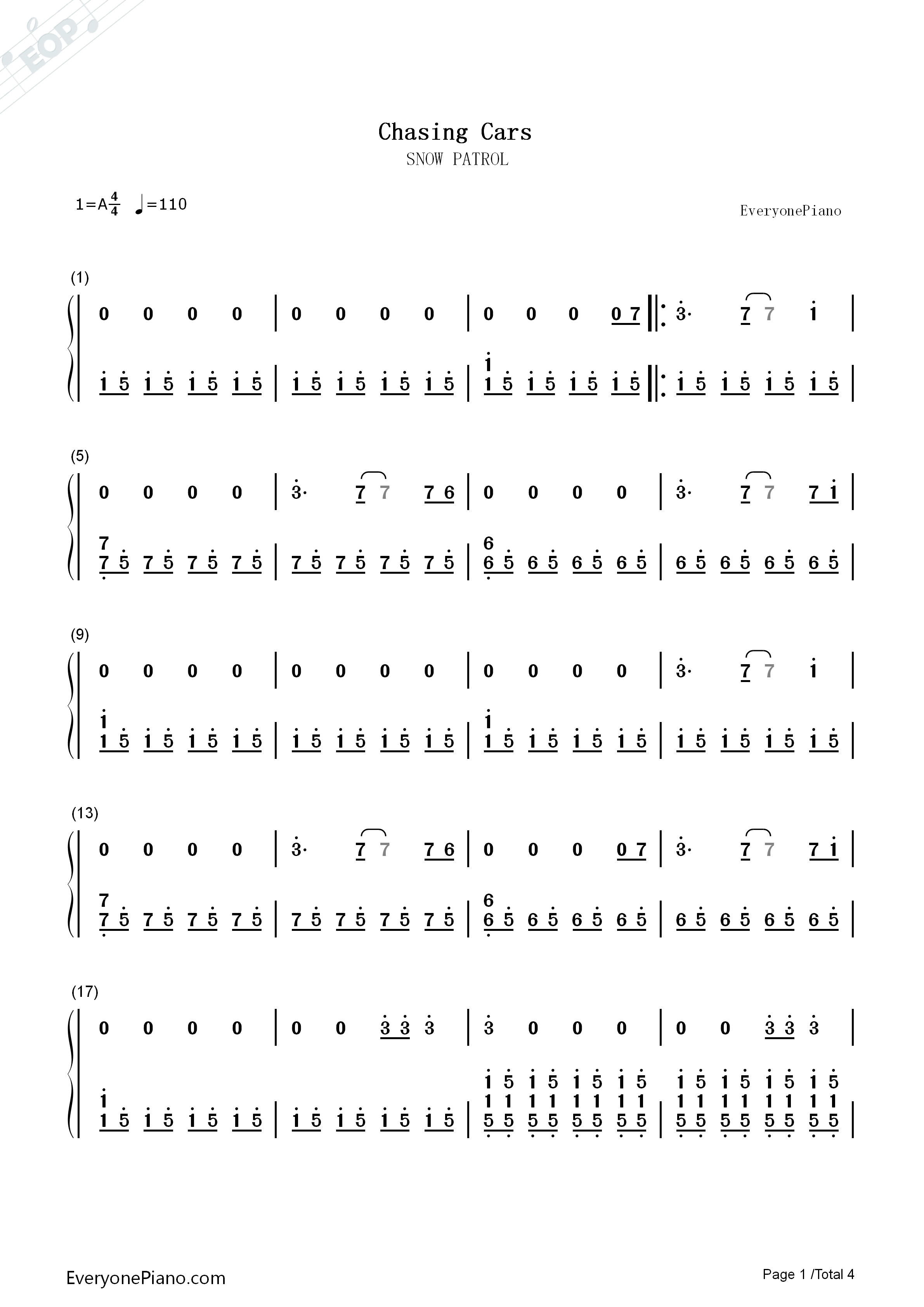 Chasing_Cars_伴奏钢琴简谱_Snow_Patrol演唱