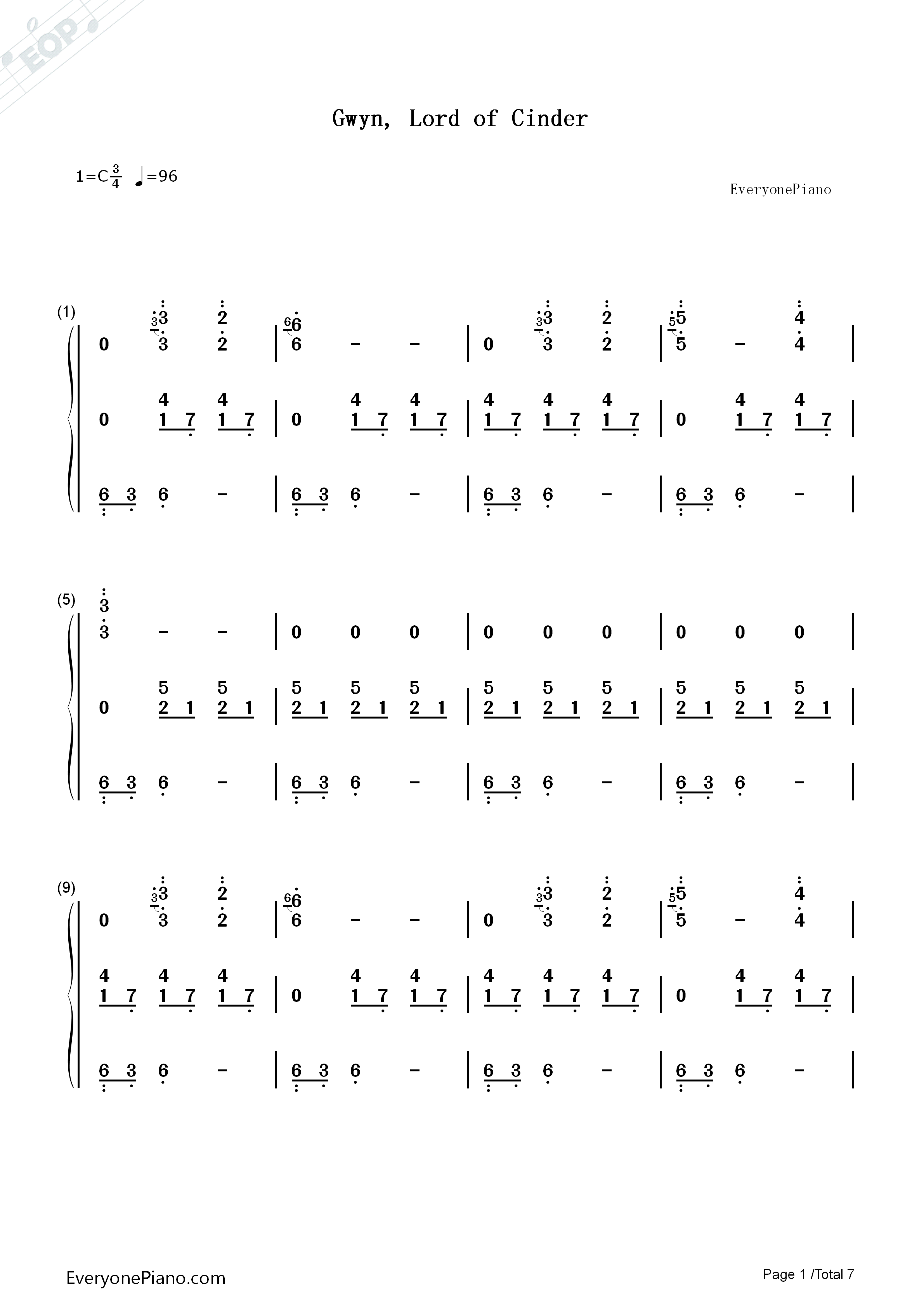 Gwyn_Lord_of_Cinder钢琴简谱_樱庭统演唱