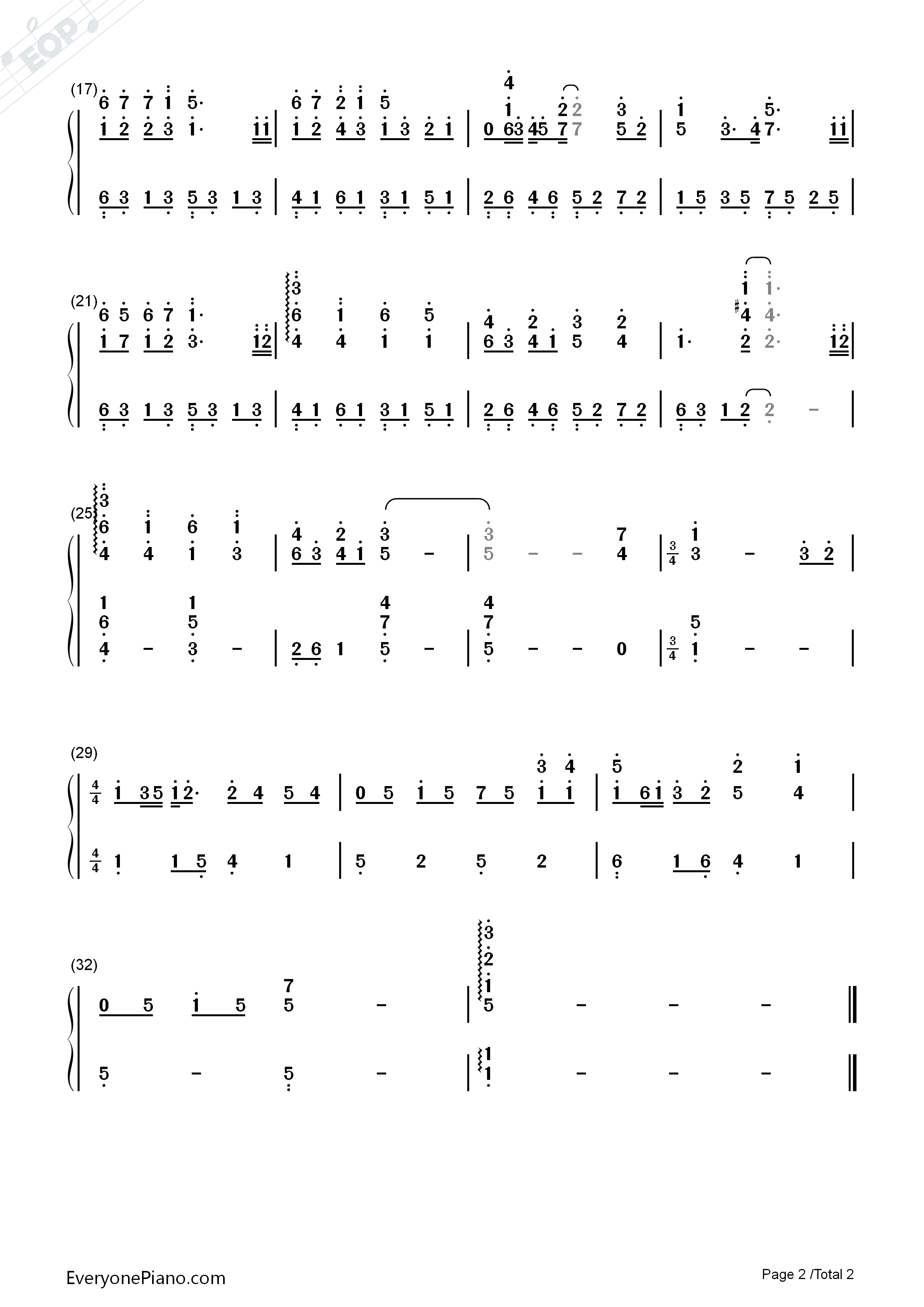 安心的温柔钢琴简谱_杨洋演唱