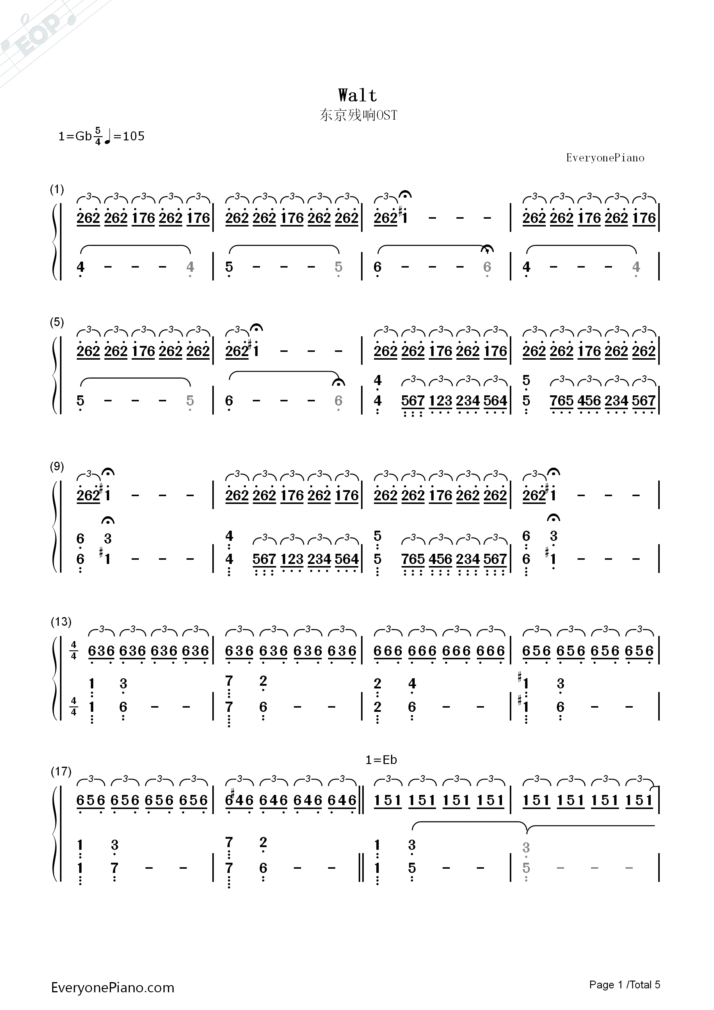 Walt钢琴简谱_菅野洋子演唱
