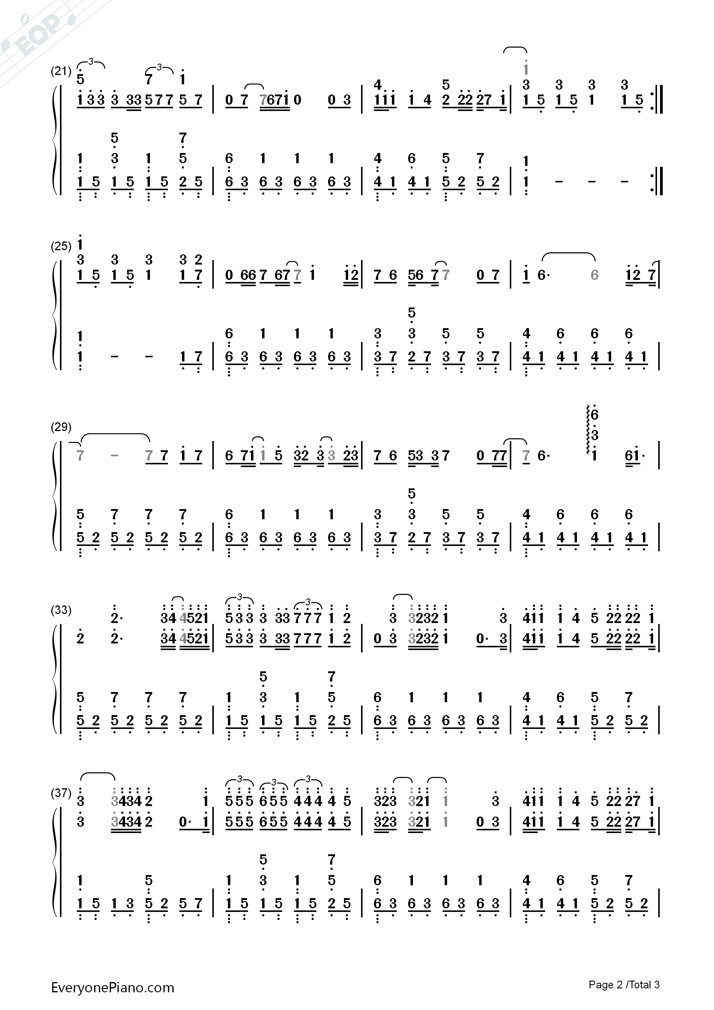 Everything_In_The_World钢琴简谱_曲婉婷演唱