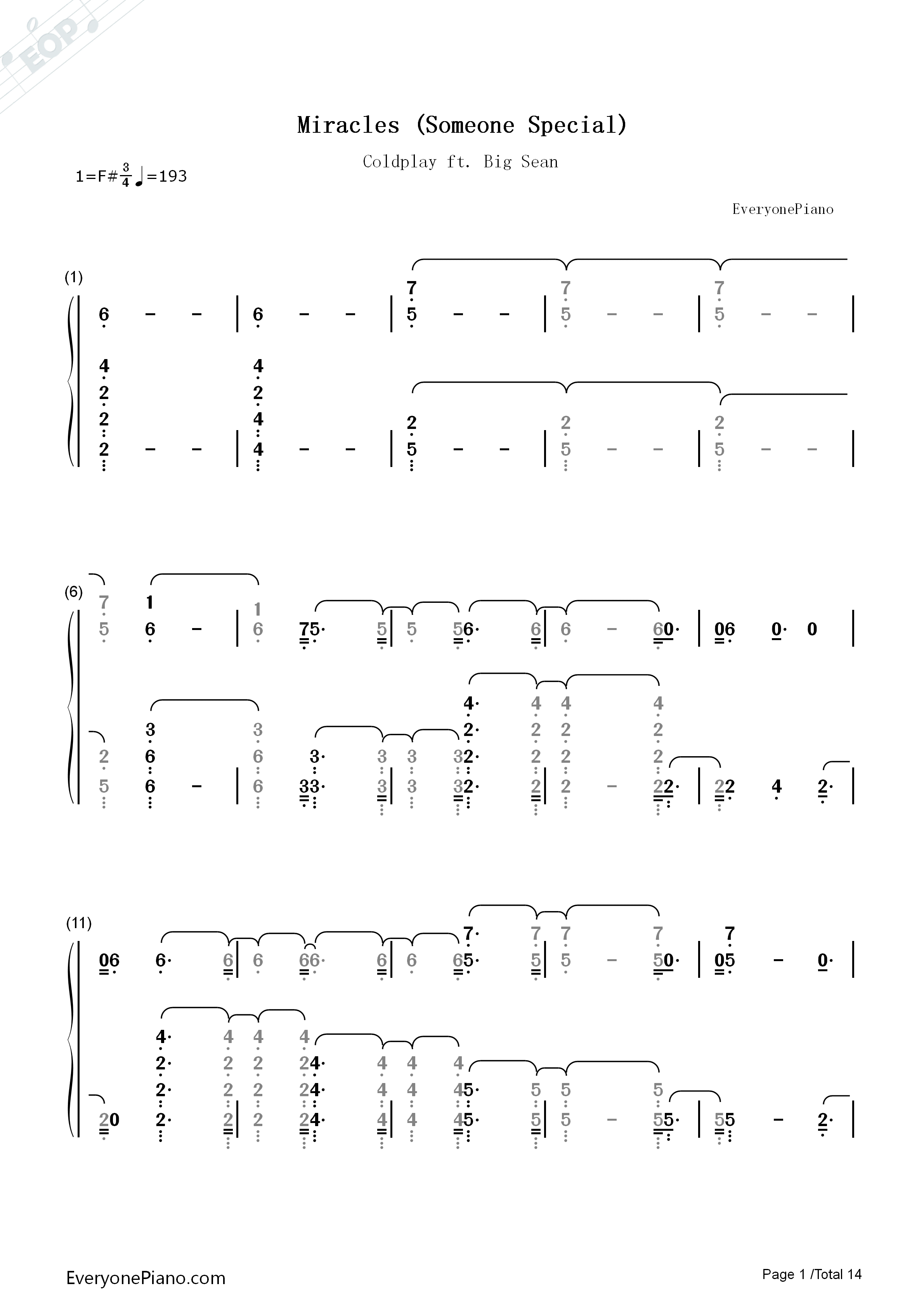 Miracles_Someone_Special钢琴简谱_Coldplay_ft_Big_Sean演唱