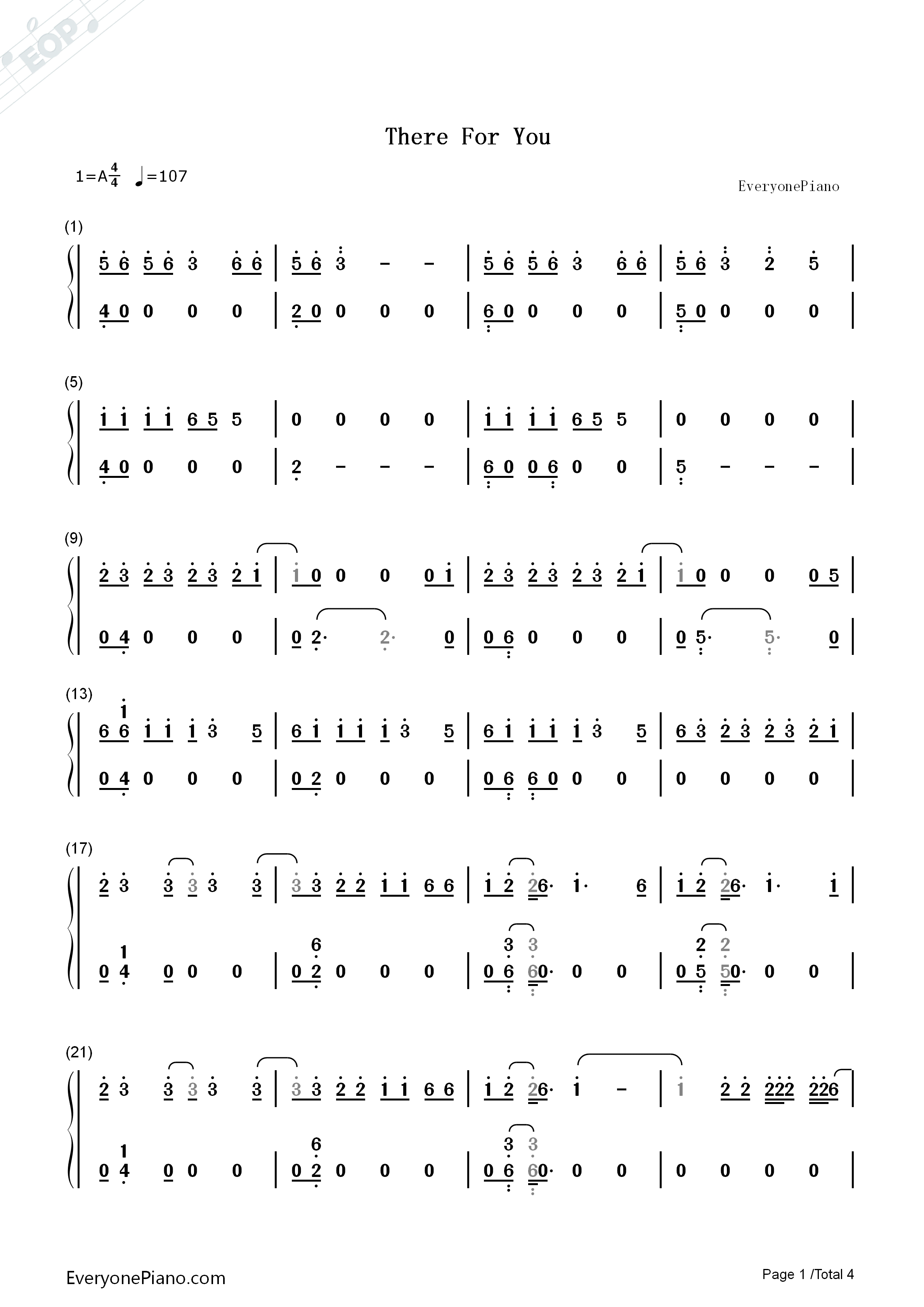 There_for_You钢琴简谱_Martin_Garrix_Troye_Sivan演唱