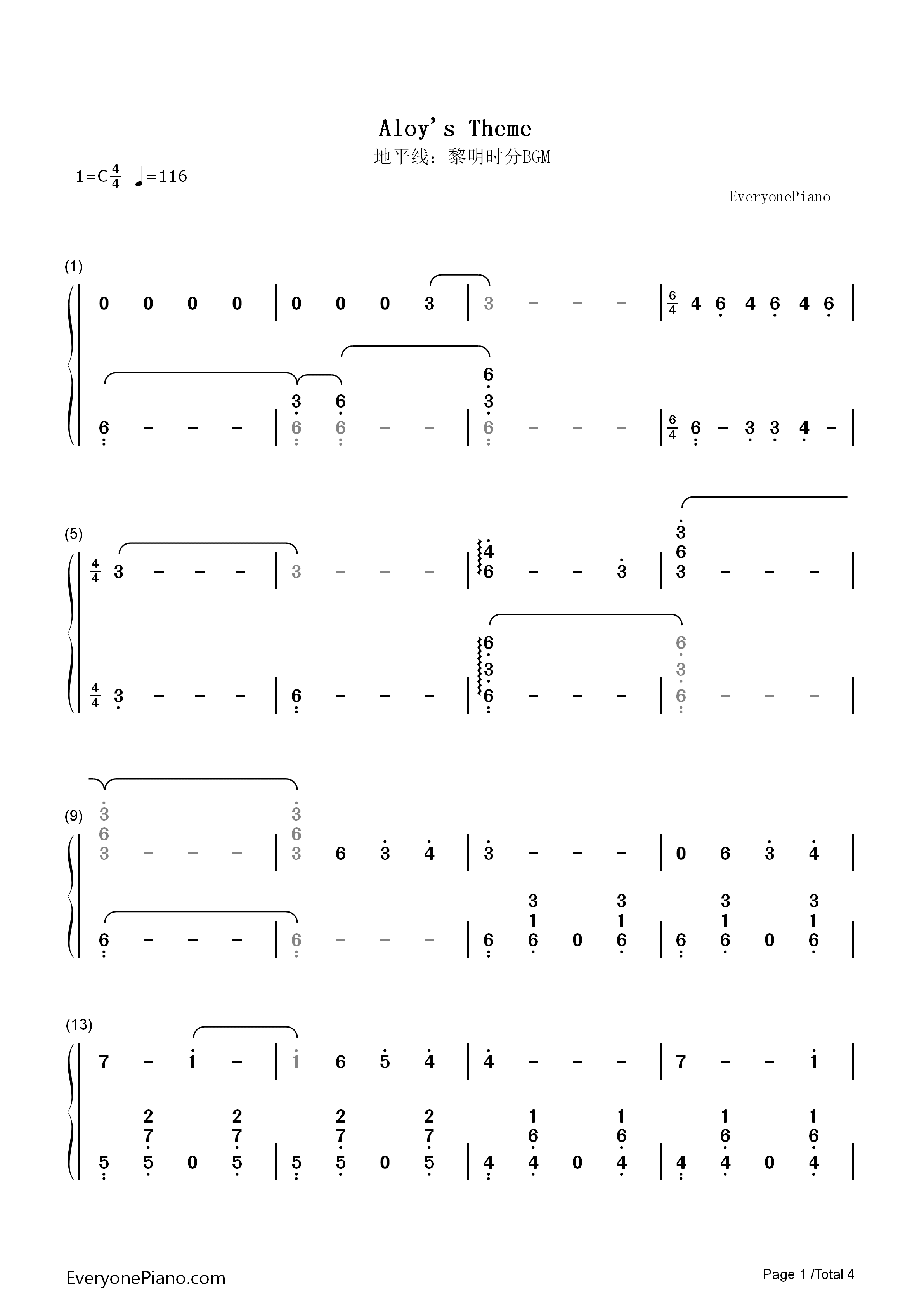 Aloy's_Theme钢琴简谱_Joris_de_Man演唱