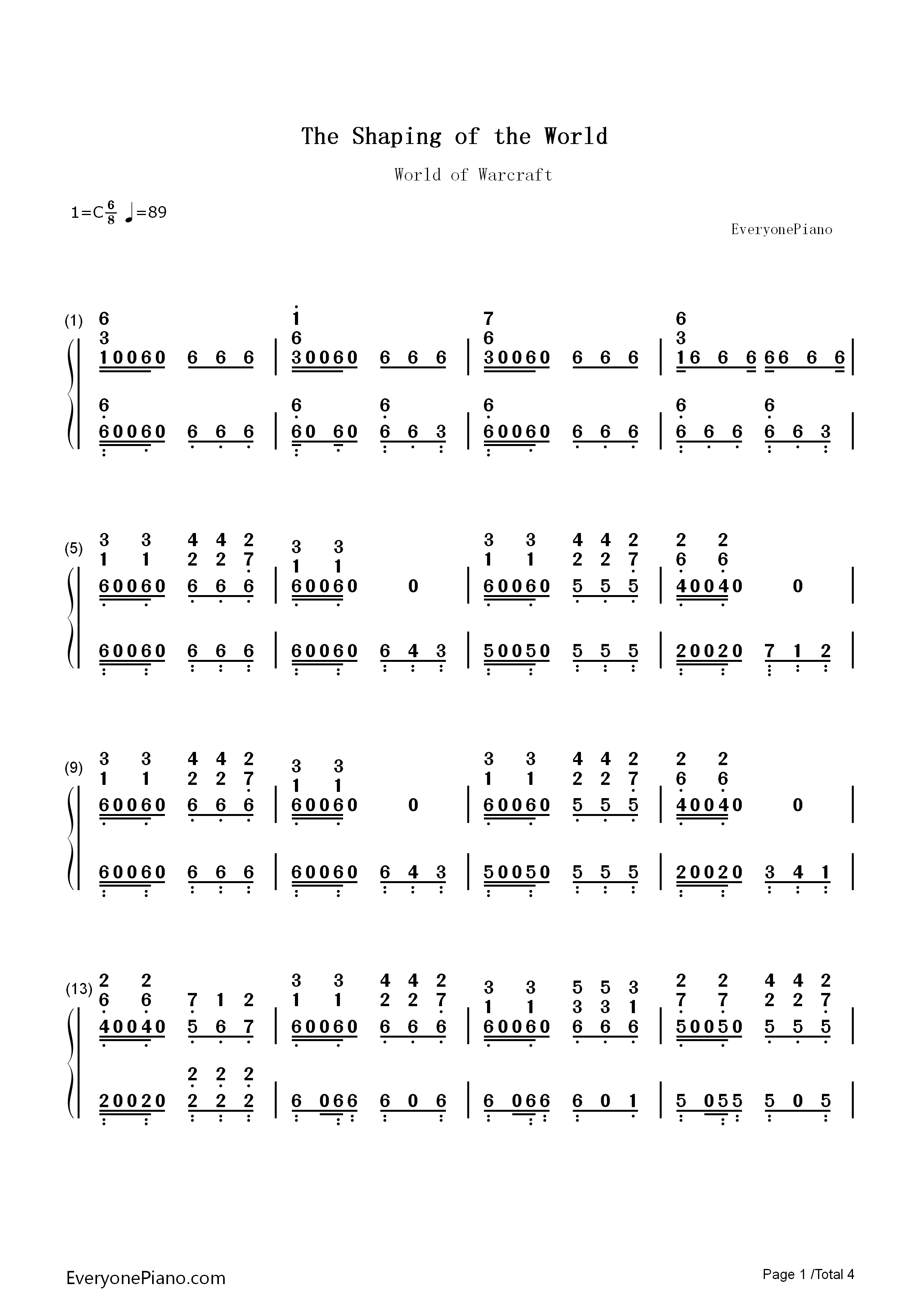 The_Shaping_of_the_World钢琴简谱_Jason_Hayes演唱