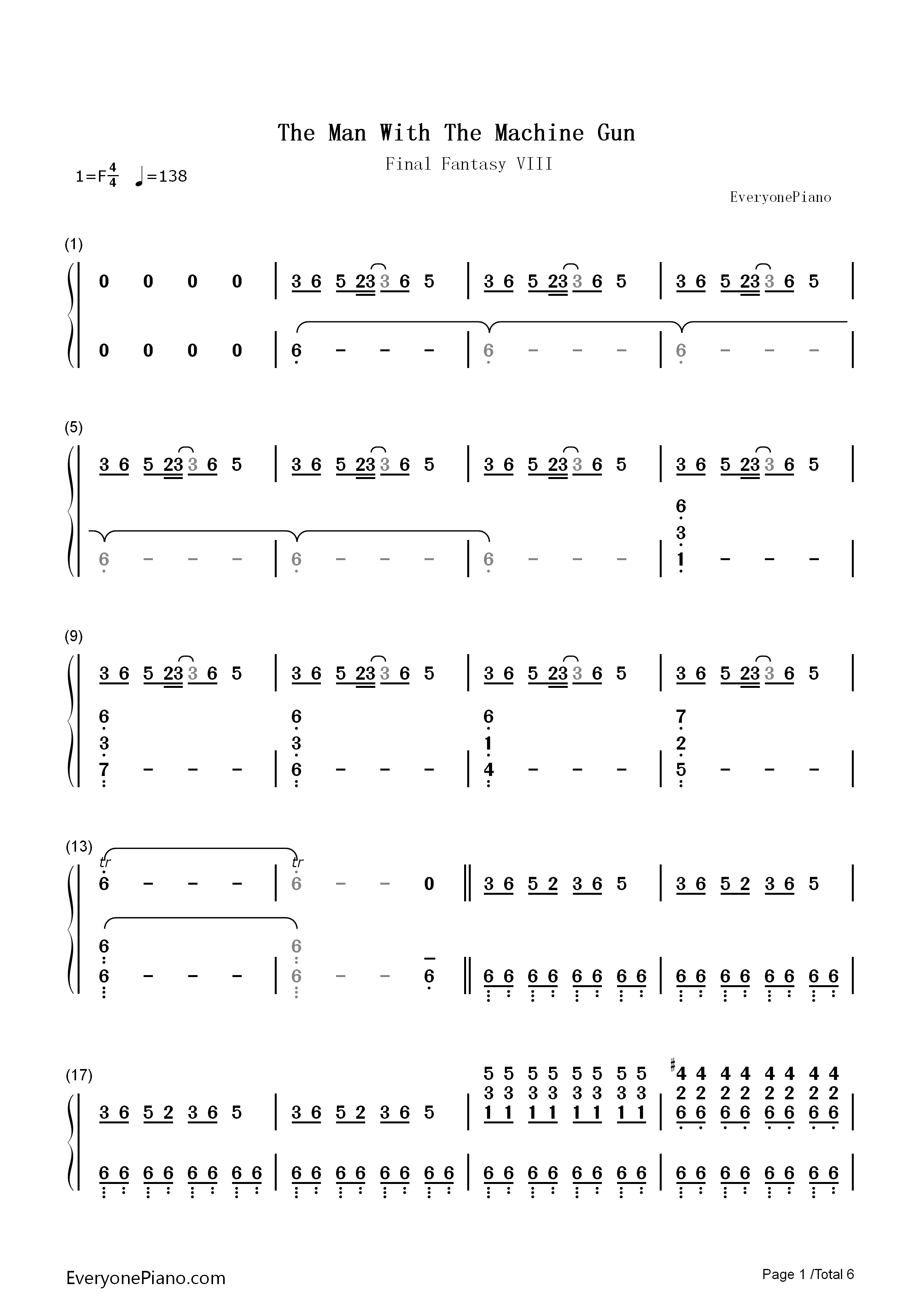 The_Man_With_The_Machine_Gun钢琴简谱_植松伸夫演唱