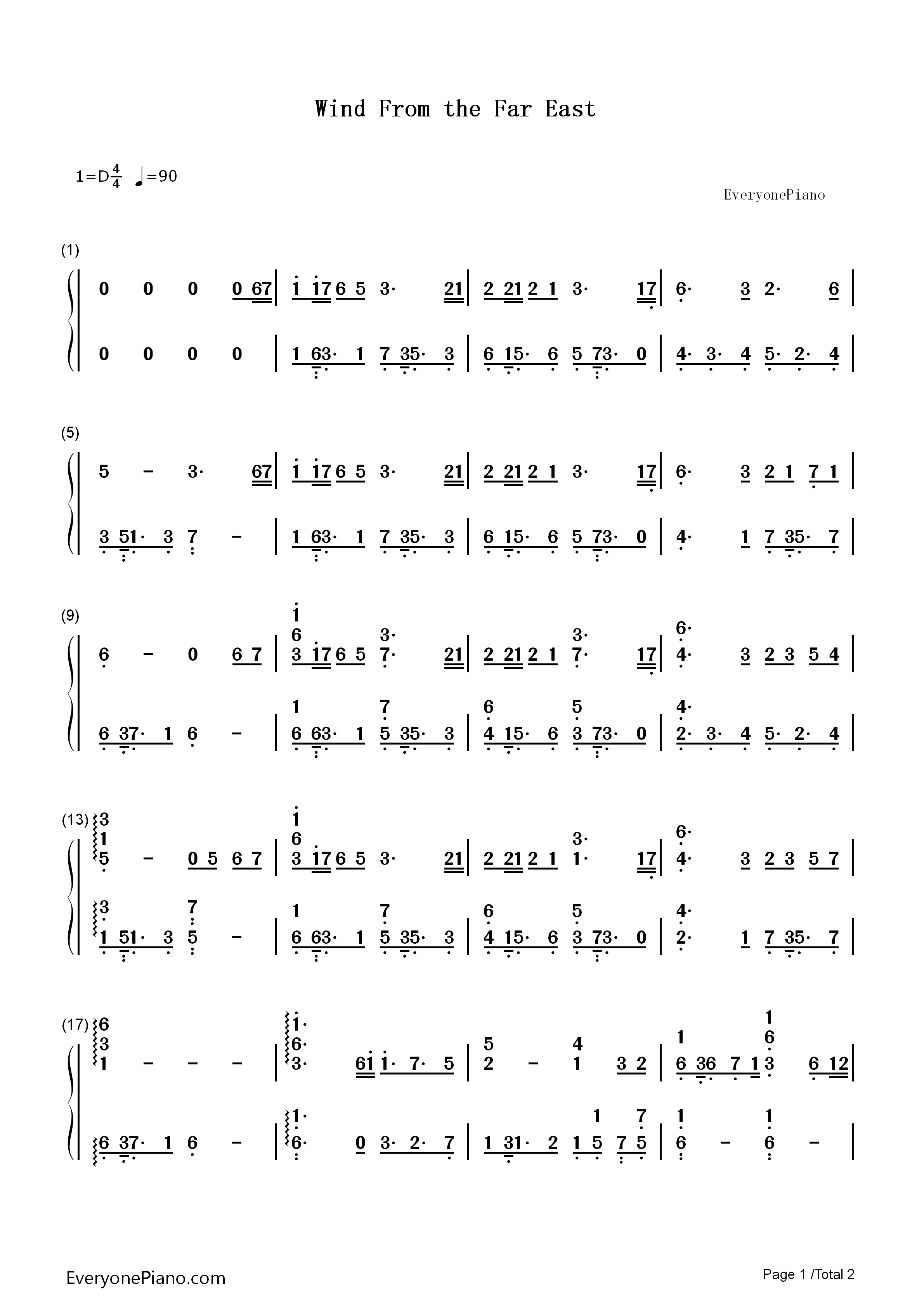 Wind_From_the_Far_East钢琴简谱_Actoz_Soft演唱