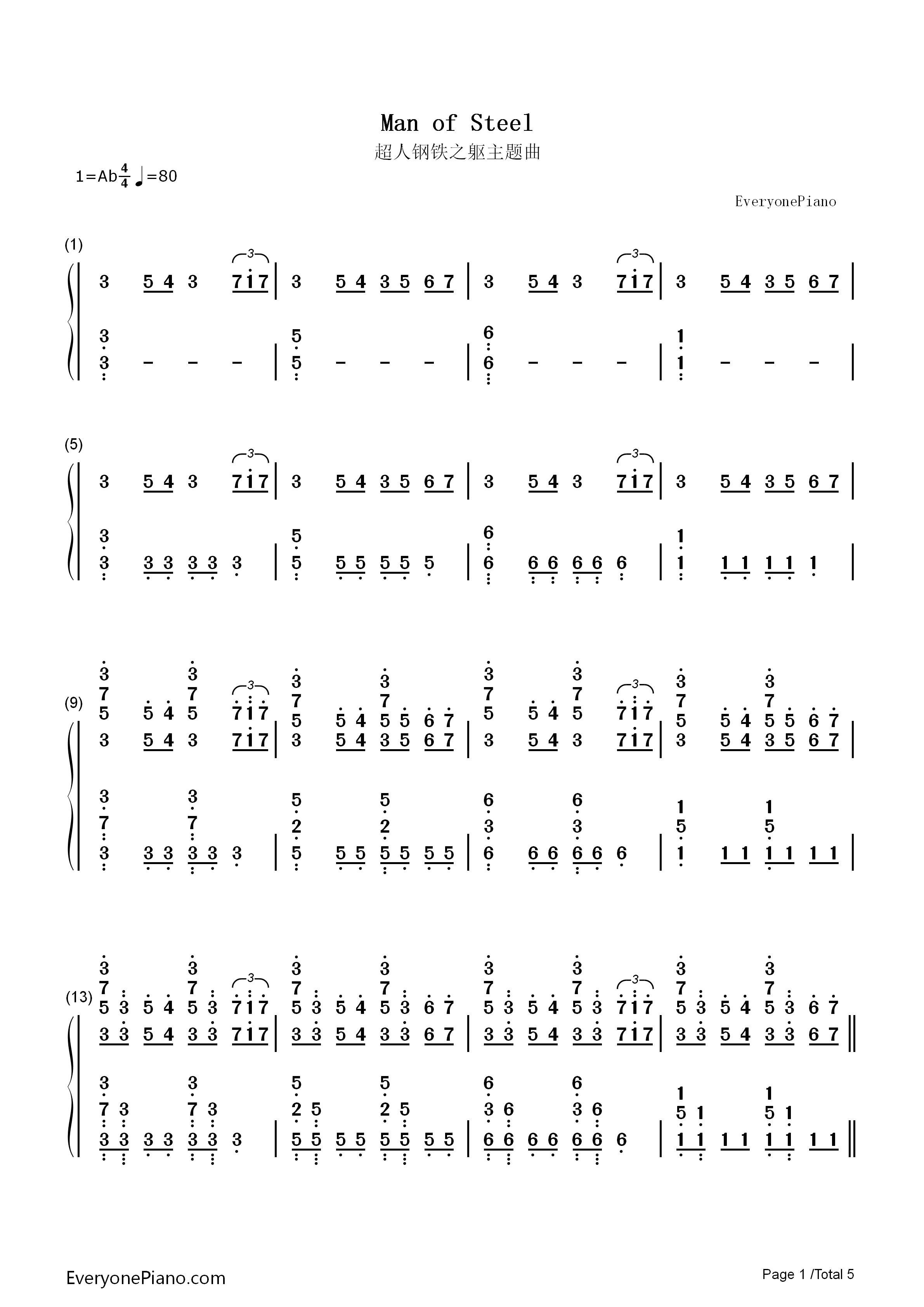 Man_of_Steel钢琴简谱_Hans_Zimmer演唱