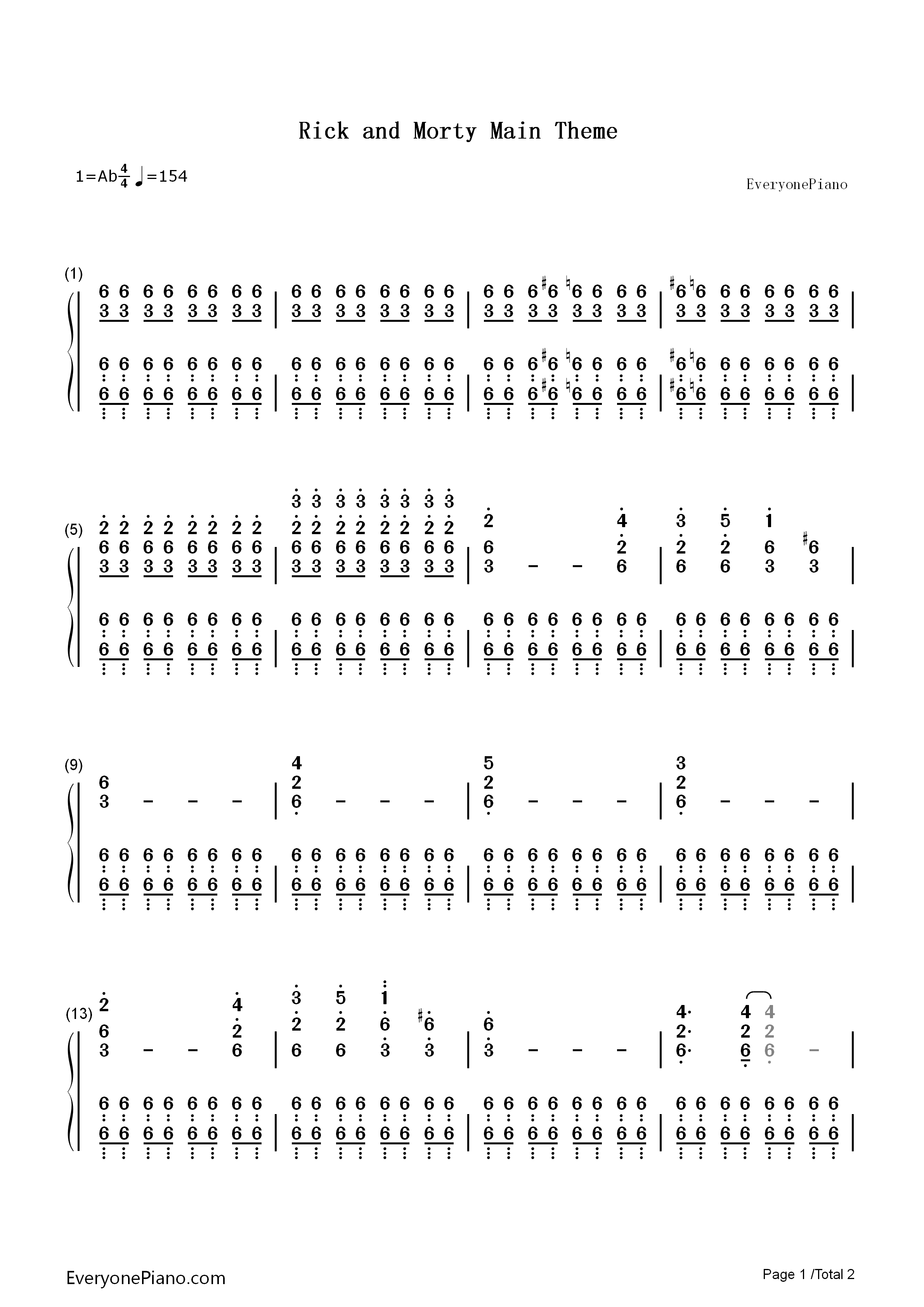 Rick_and_Morty_Theme_Song钢琴简谱_Ryan_Elder演唱