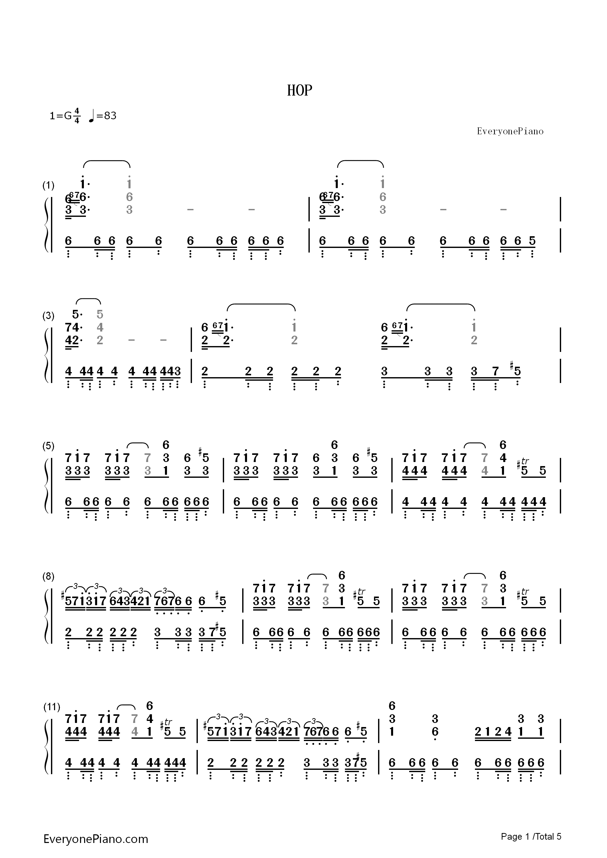 Hop钢琴简谱_Azis演唱