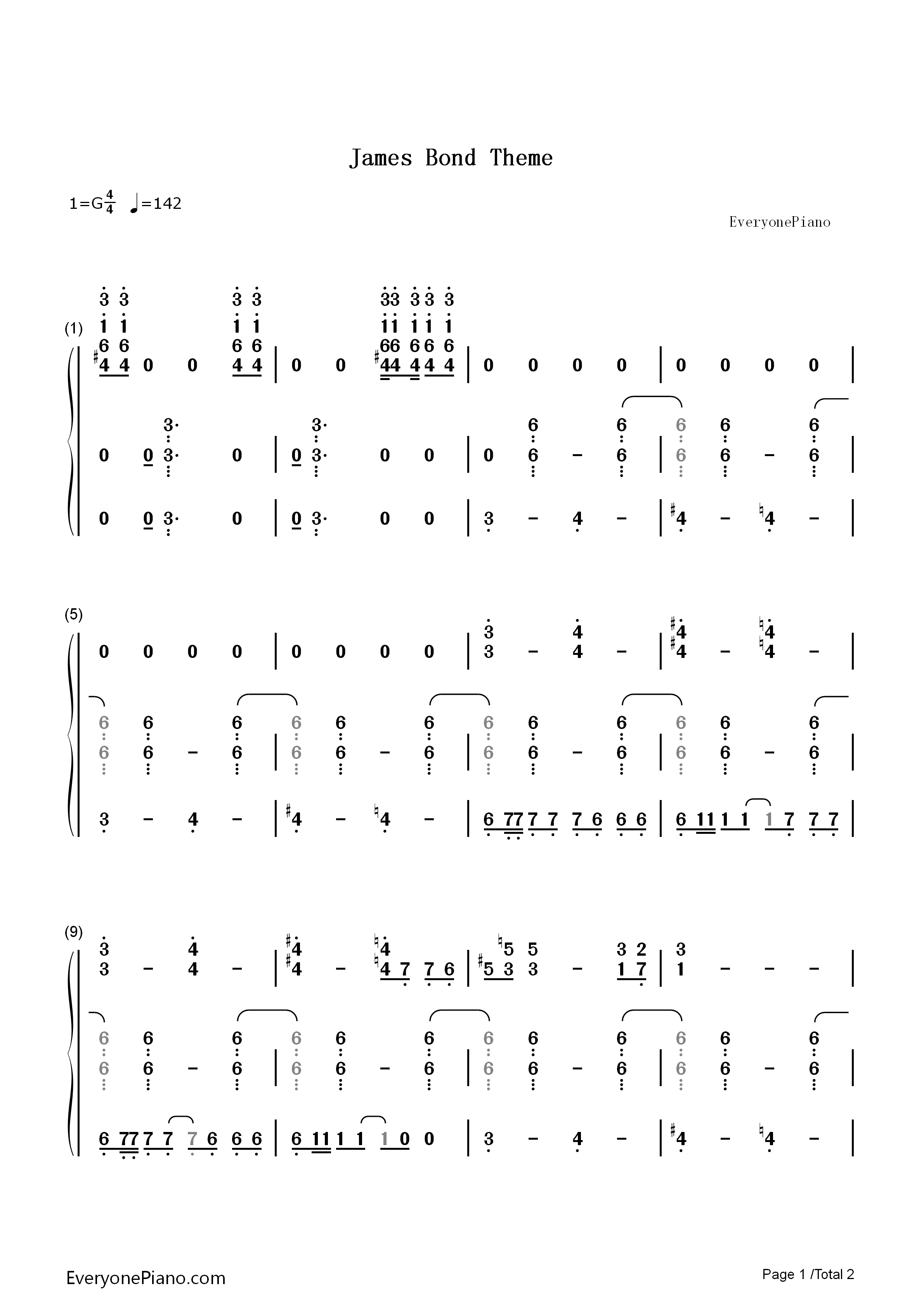 James_Bond_Theme钢琴简谱_John_Barry演唱