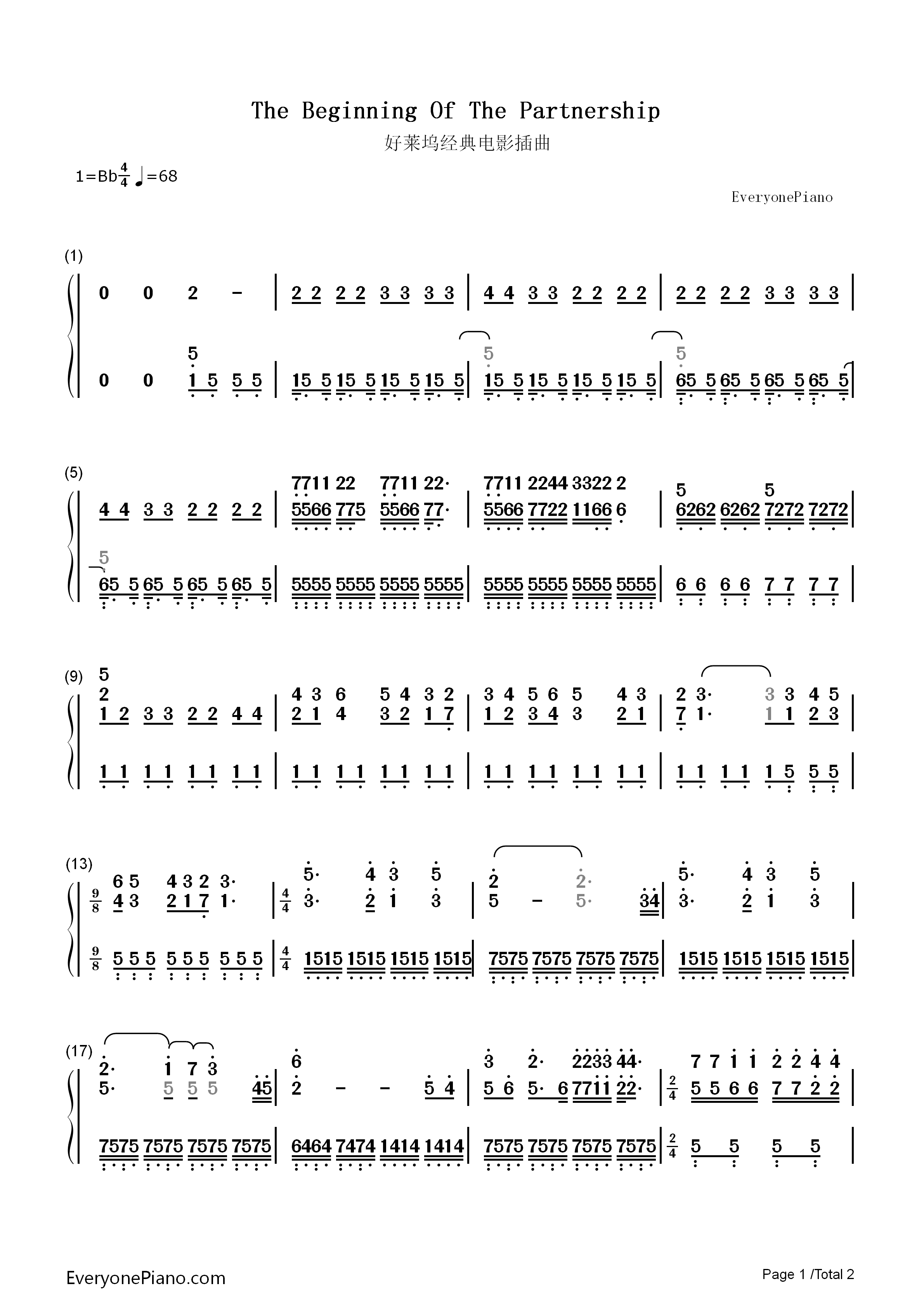 The_Beginning_of_the_Partnership钢琴简谱_Stephen_Warbeck演唱