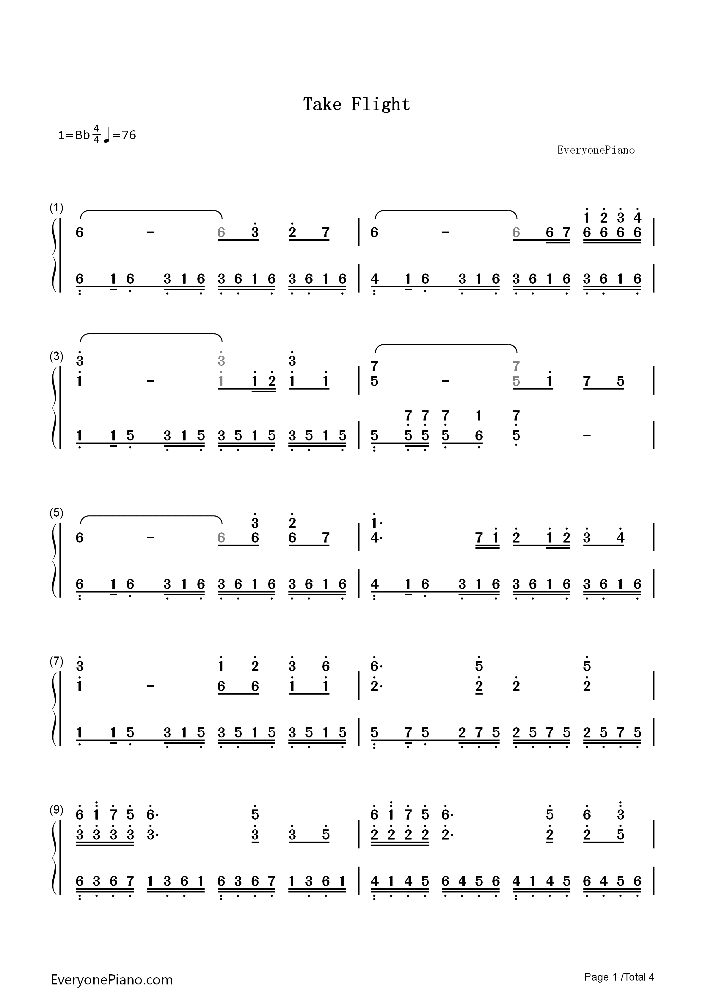 Take_Flight钢琴简谱_Lindsey_Stirling演唱