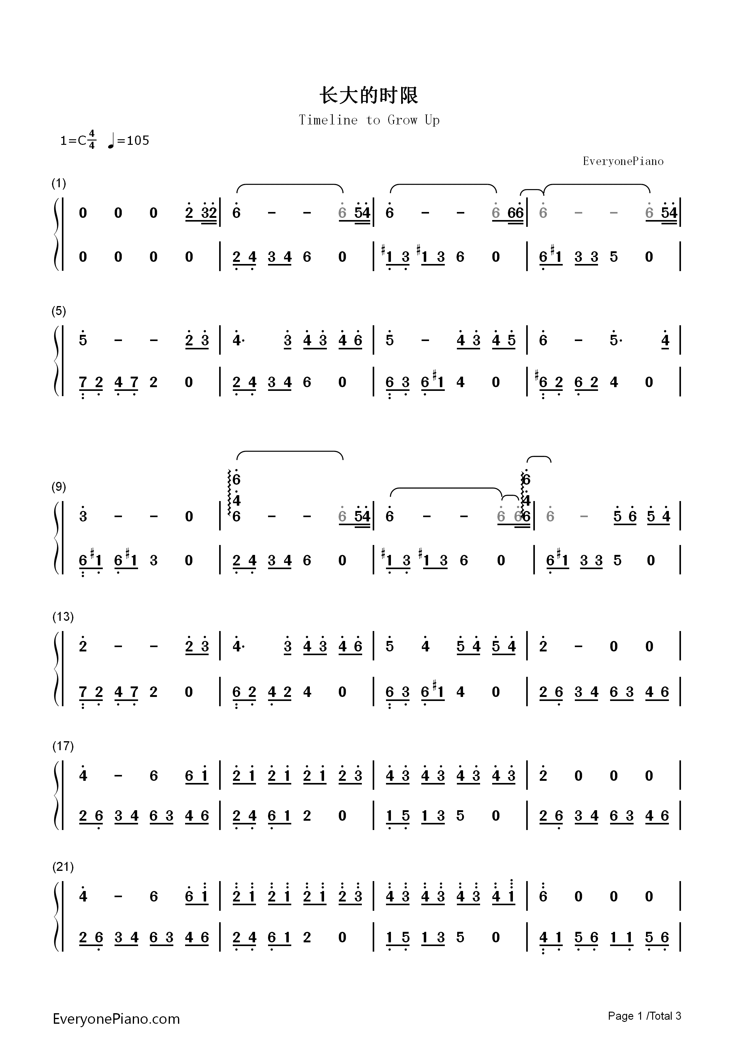 长大的时限钢琴简谱_石进演唱