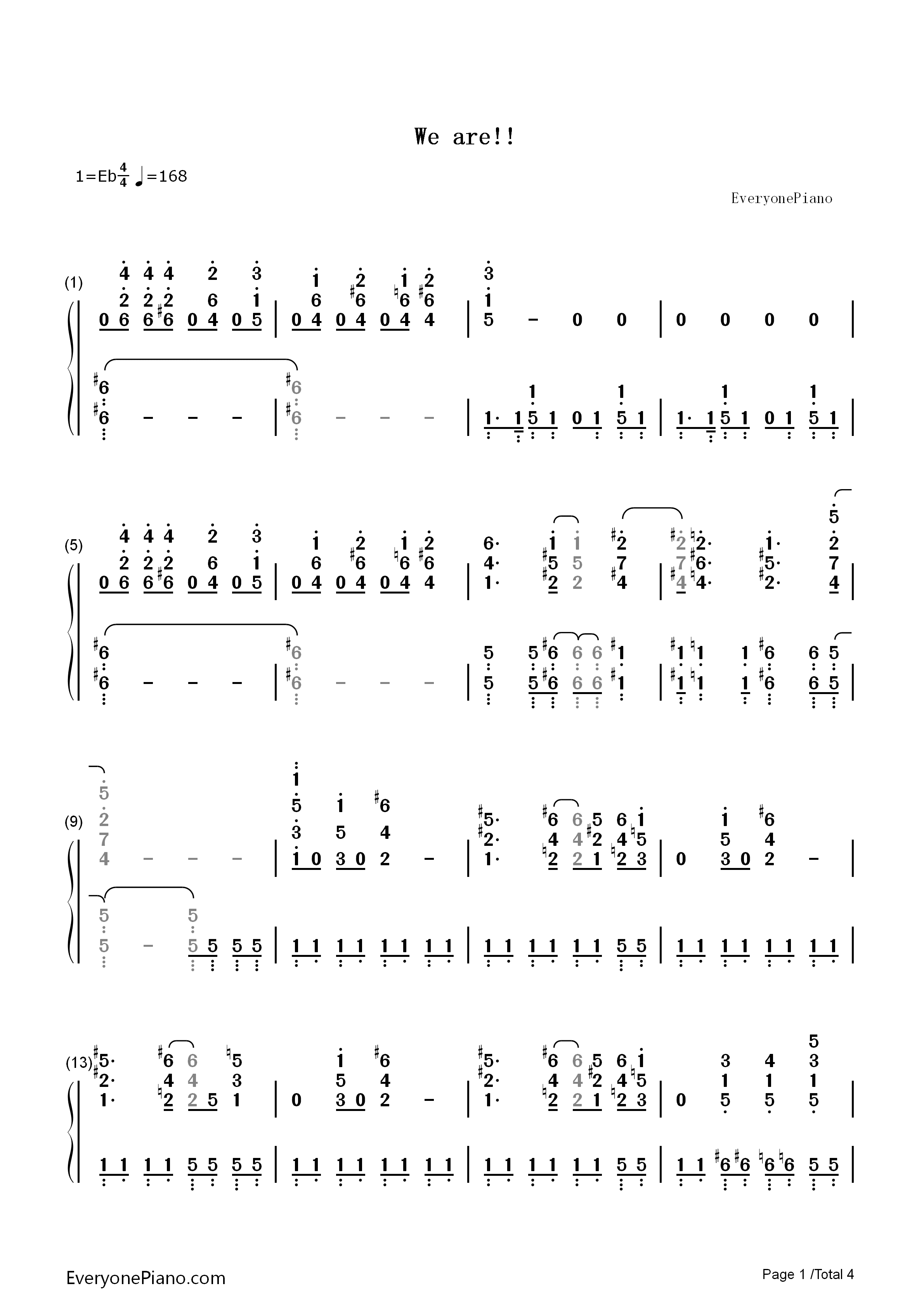 We_are!钢琴简谱_きただにひろし演唱