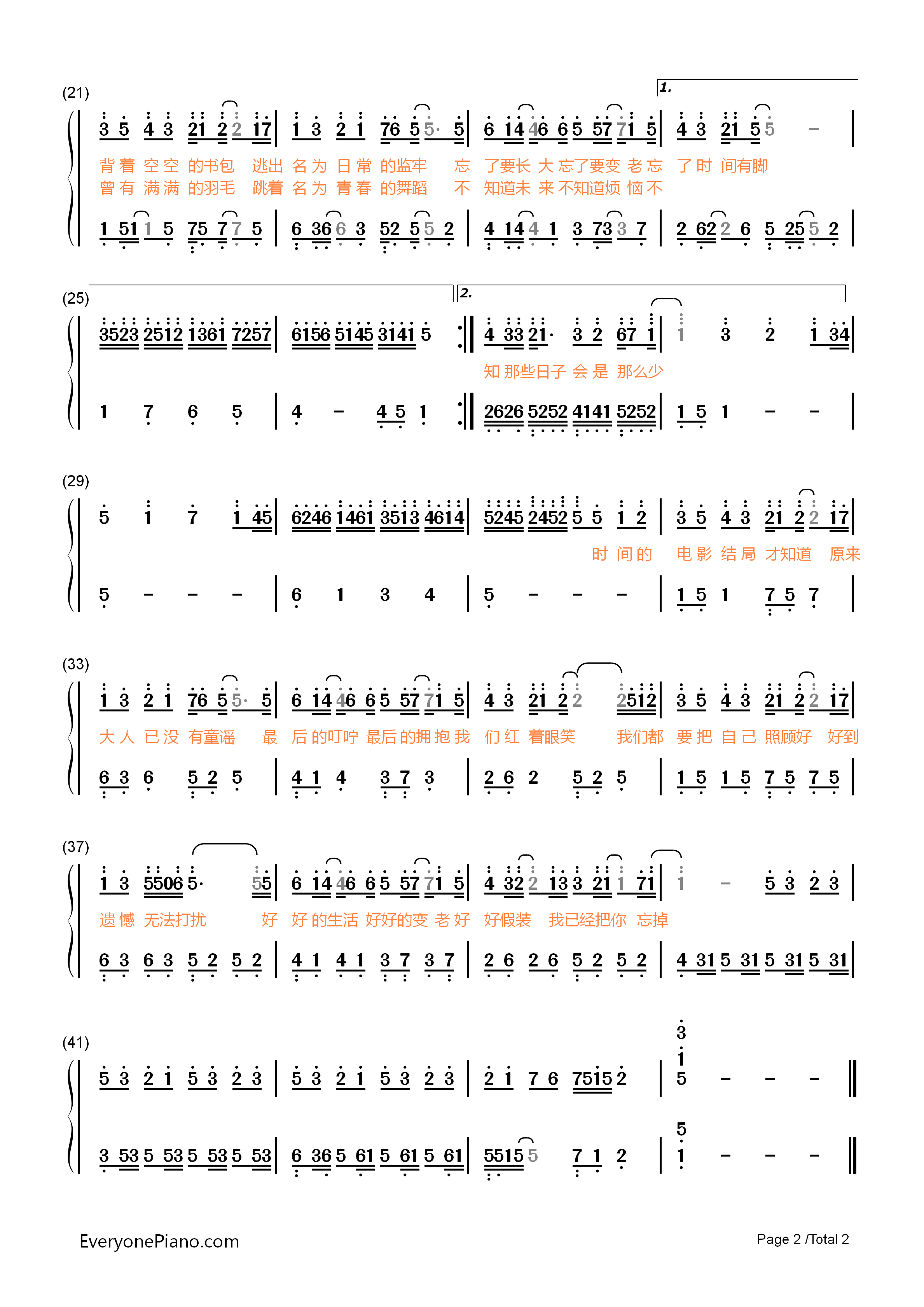 好好(想把你写成一首歌)钢琴简谱_五月天演唱