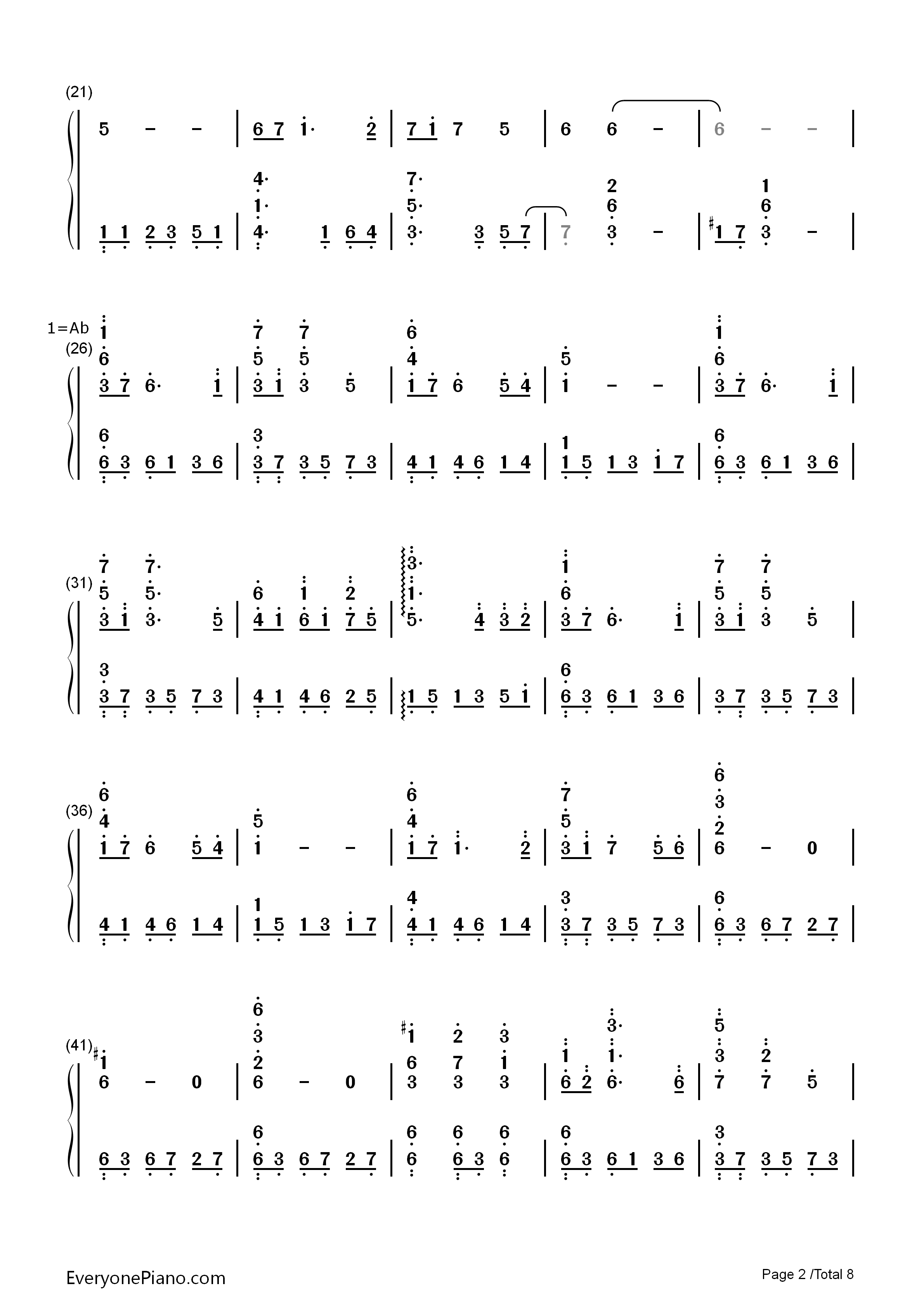 Everytime_You_Kissed_Me钢琴简谱_Emily_Bindiger演唱