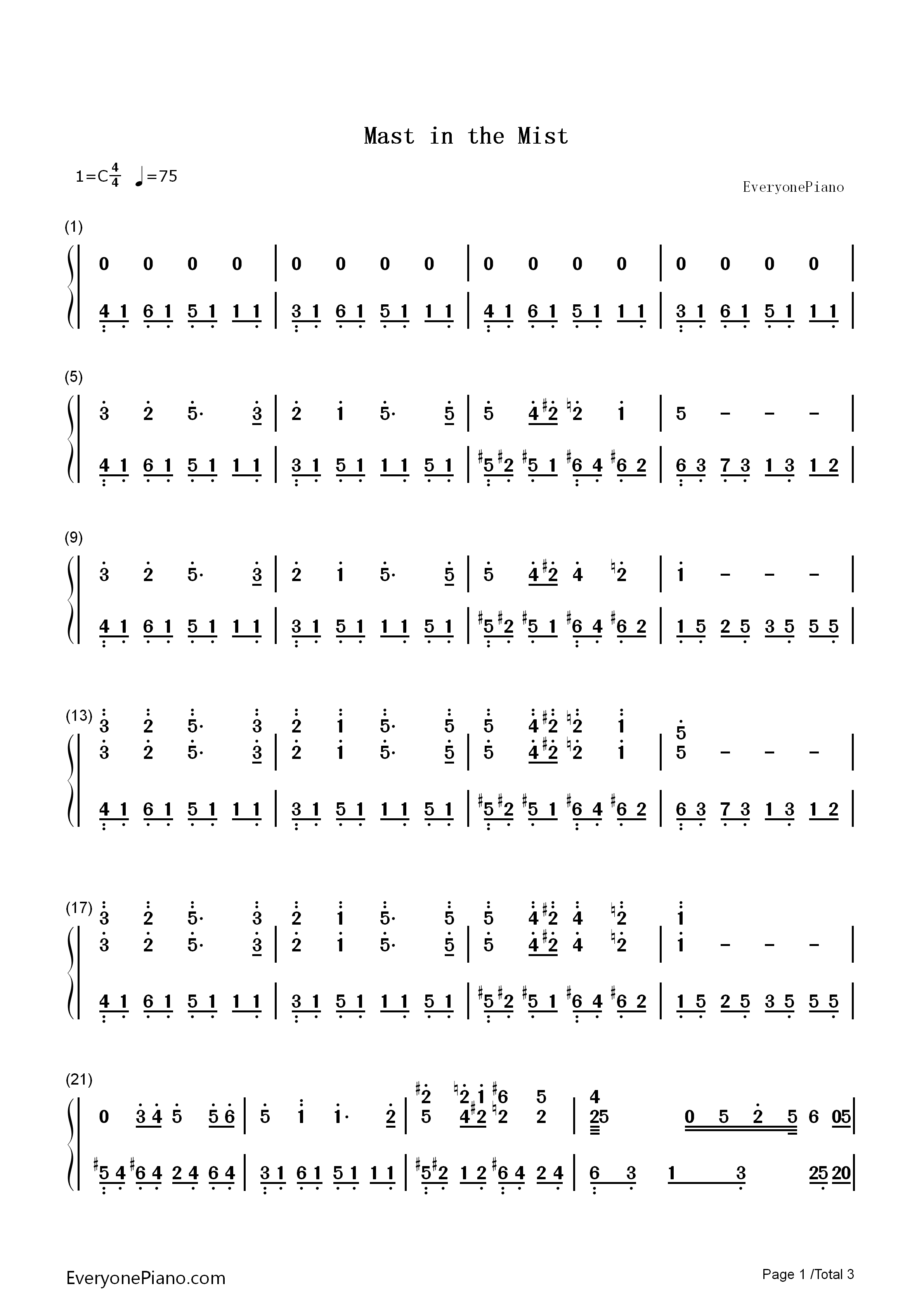 Mast_in_the_Mist钢琴简谱_菅野洋子演唱