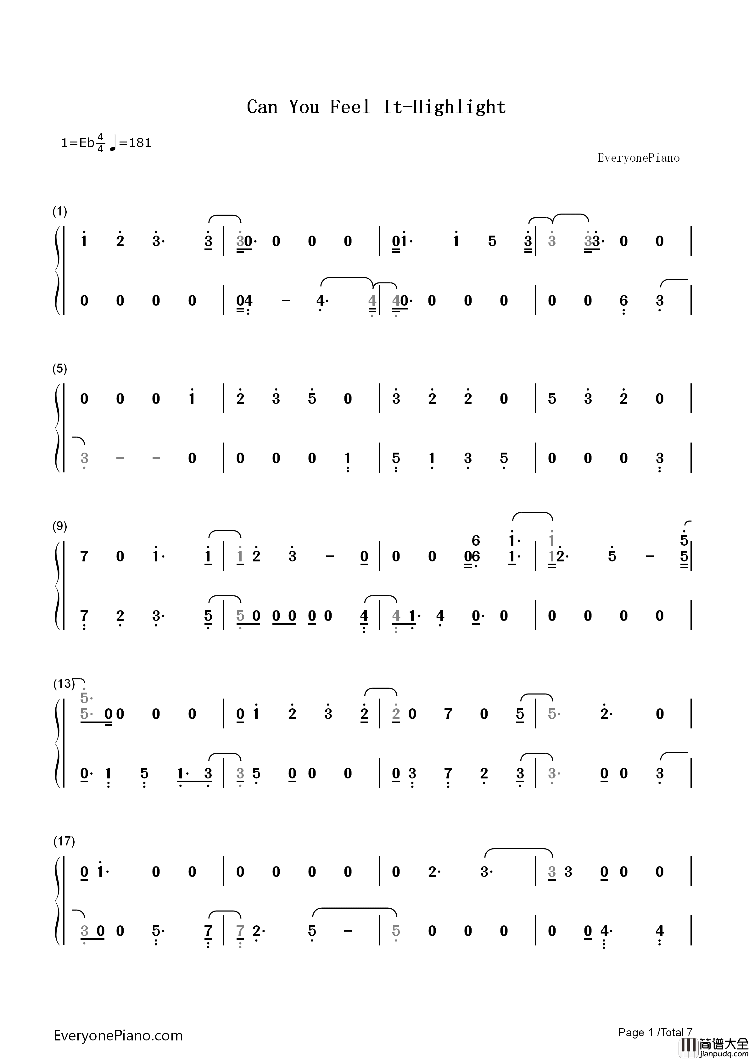 Can_You_Feel_It钢琴简谱_Highlight演唱