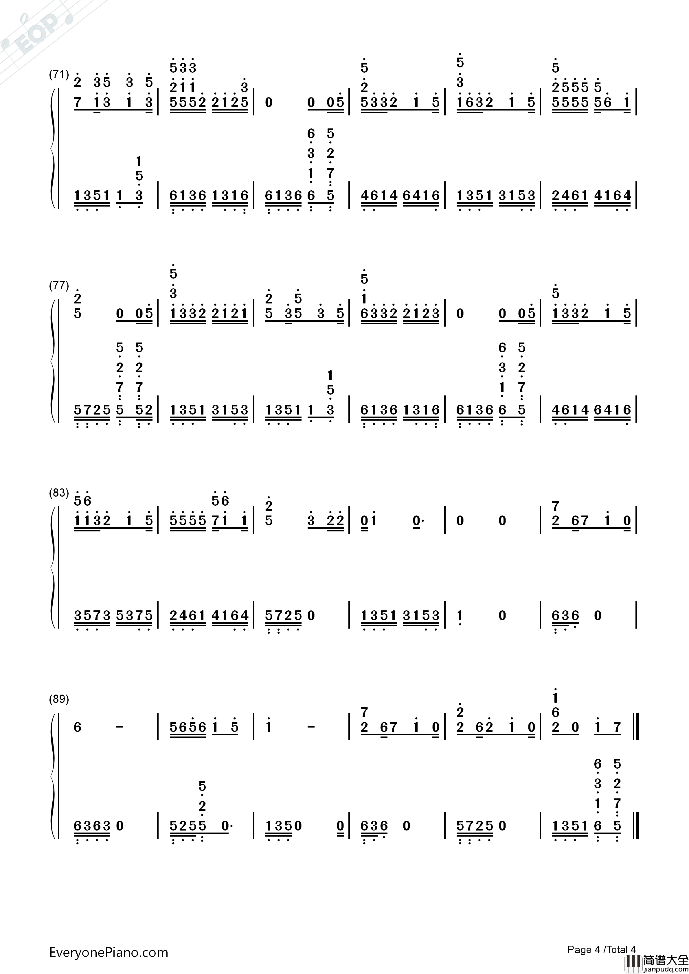 趁早钢琴简谱_张宇演唱