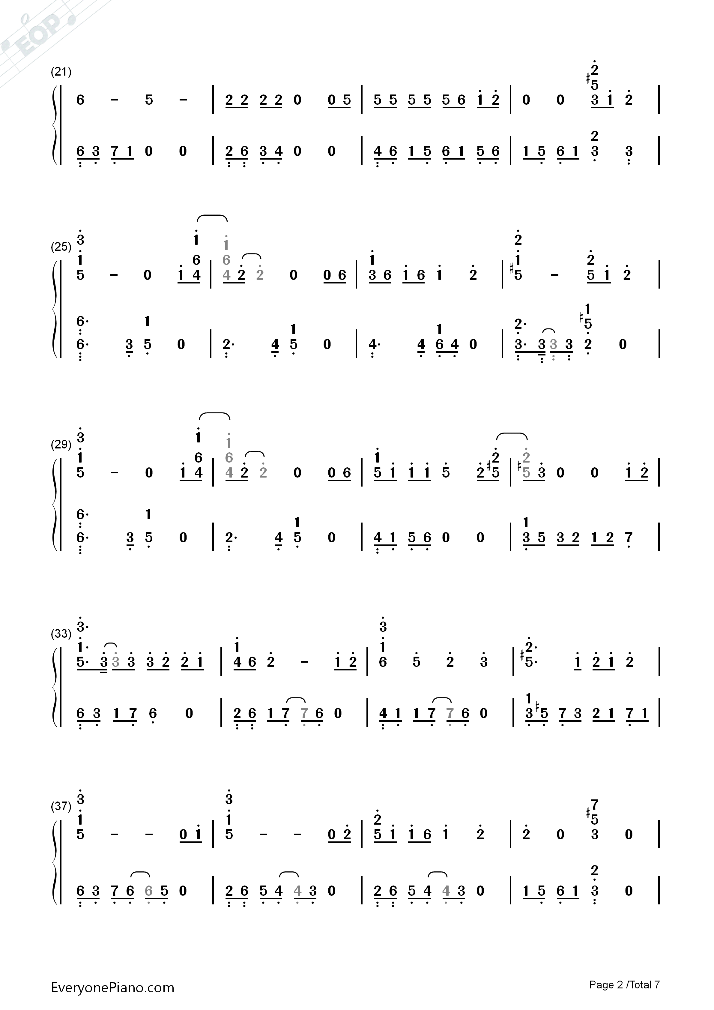 人鱼的眼泪钢琴简谱_EXO演唱