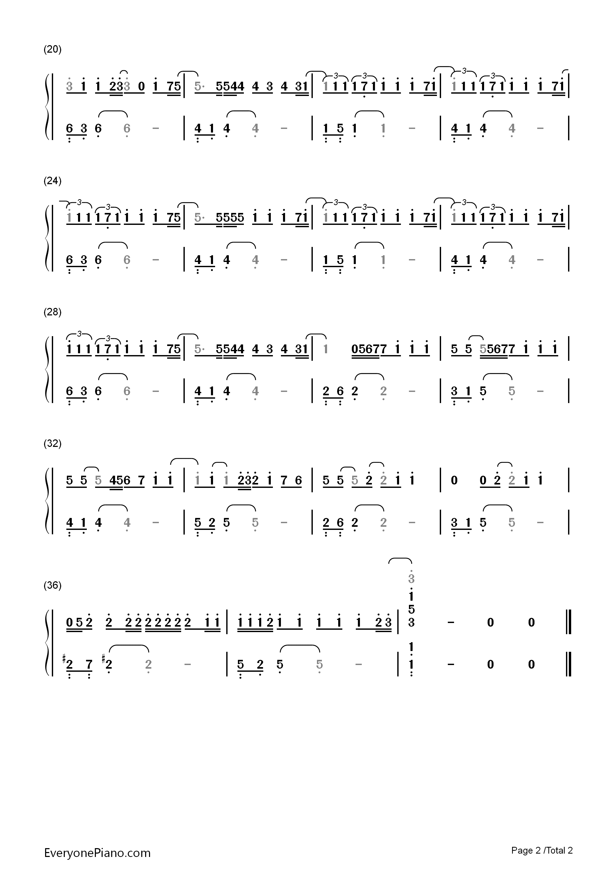 One_Less_Lonely_Girl钢琴简谱_Justin_Bieber演唱