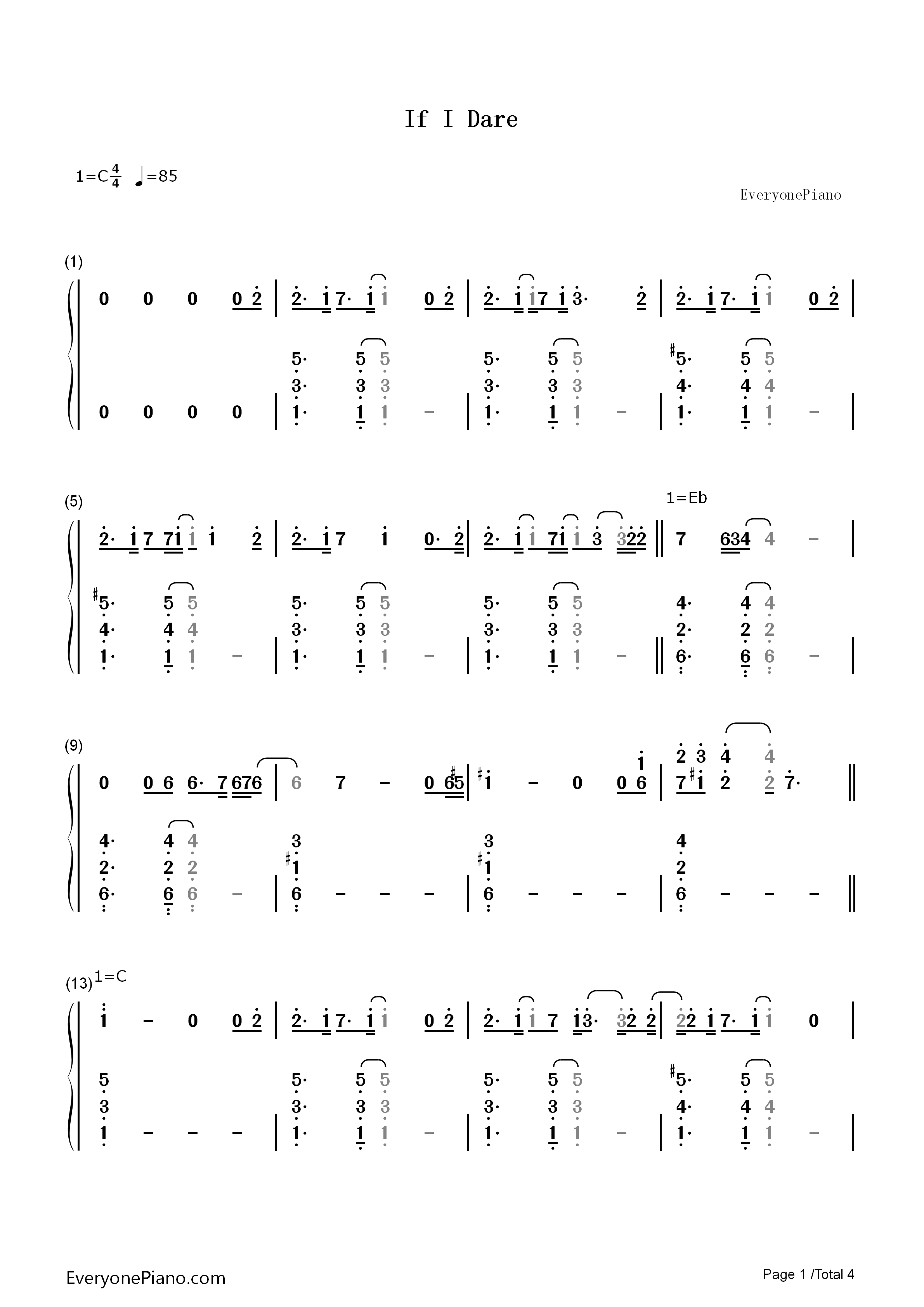 If_I_Dare钢琴简谱_Sara_Bareilles演唱