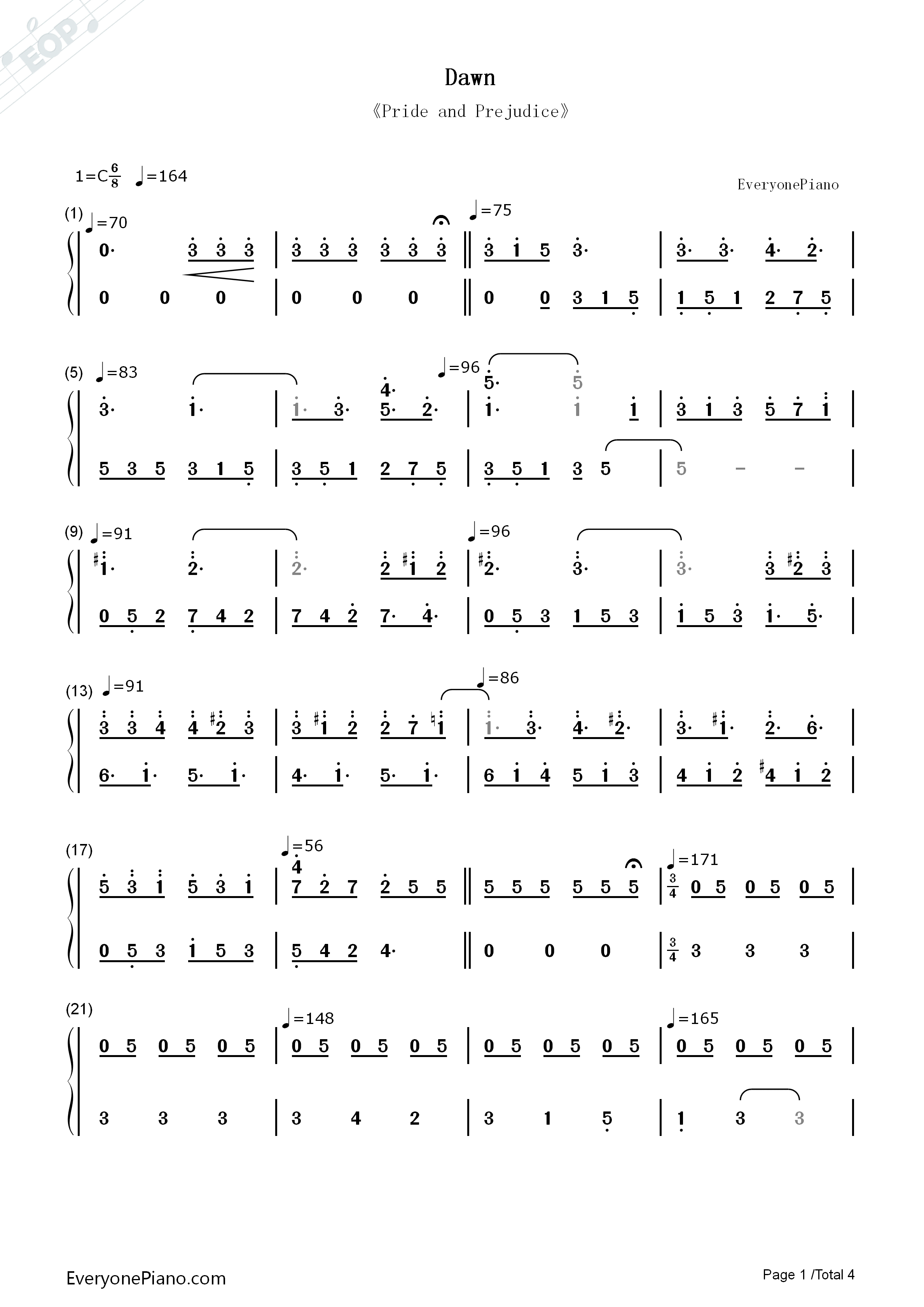 Dawn钢琴简谱_达里奥·马里亚内利（Dario_Marianelli）演唱