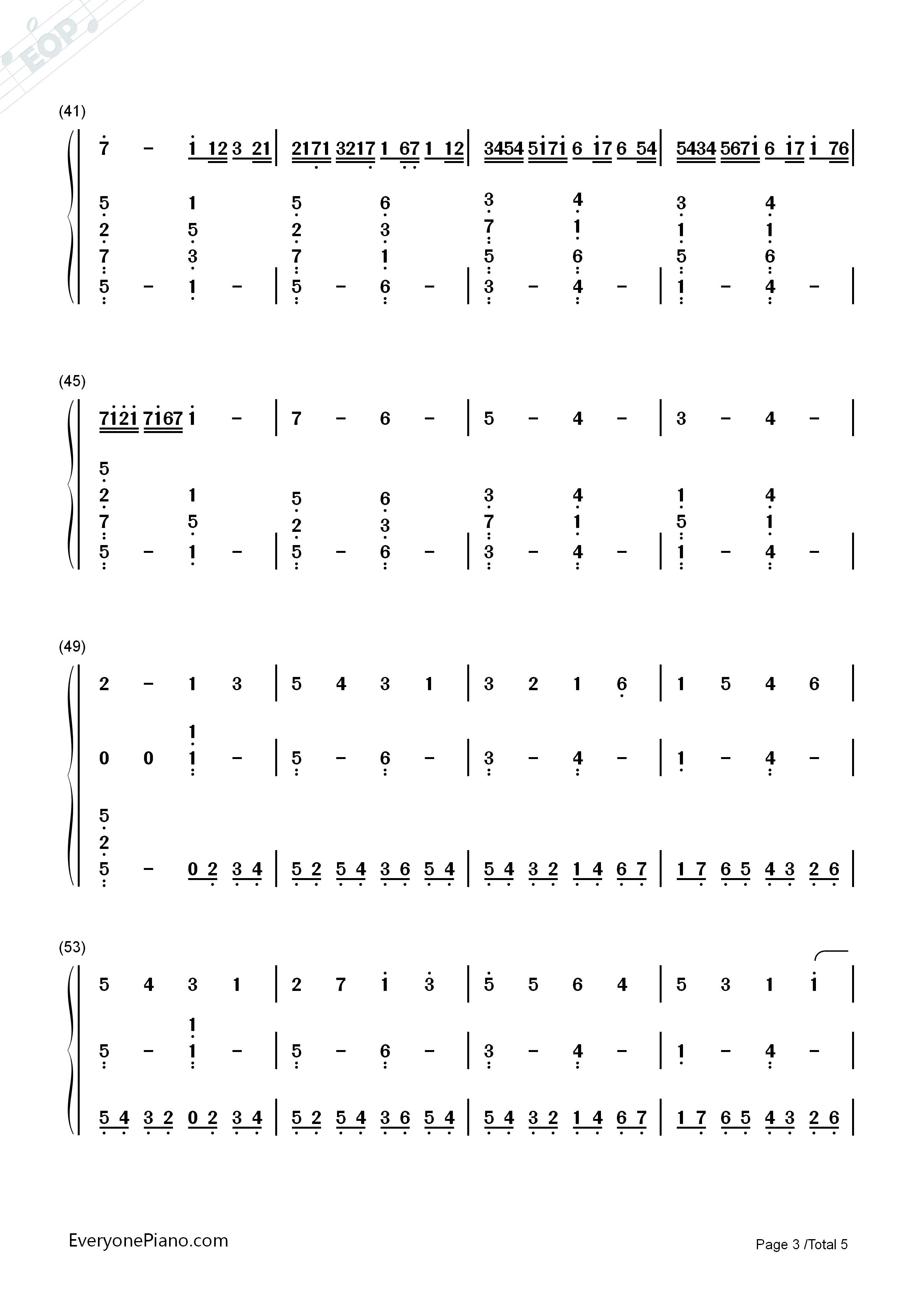 卡农_大爱人间钢琴简谱_巴哈贝尔演唱
