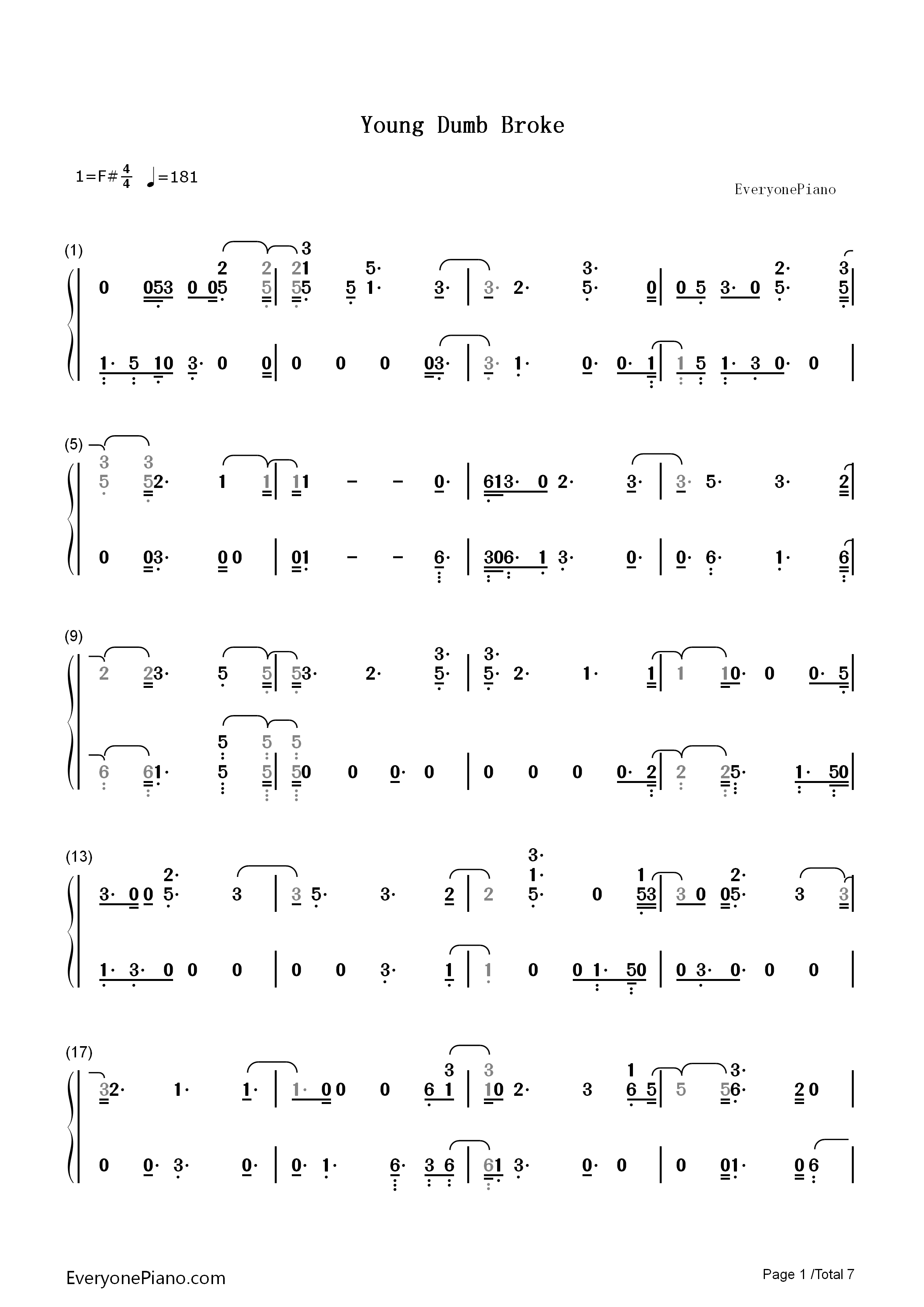 Young_Dumb_Broke钢琴简谱_Khalid演唱