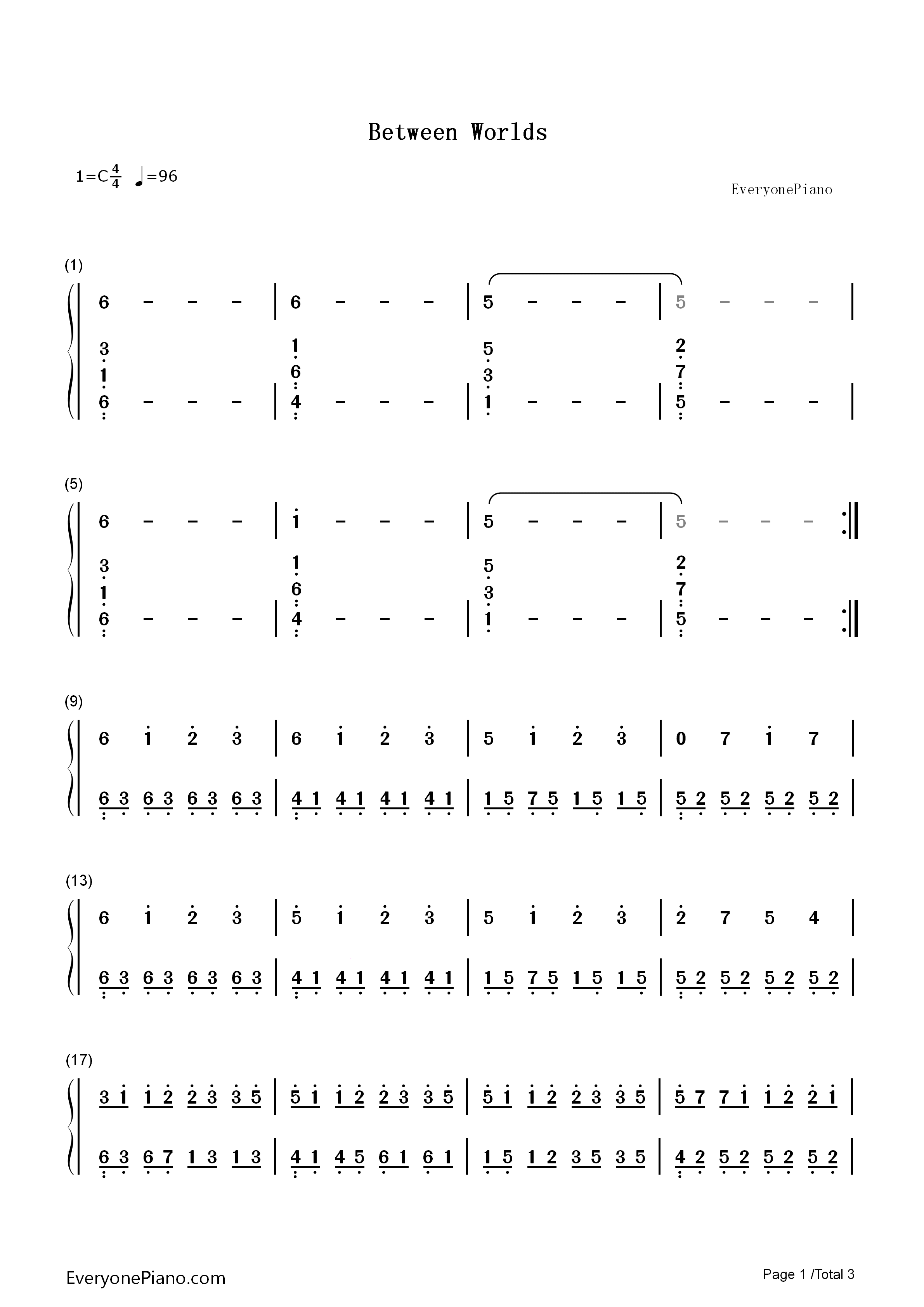 Between_Worlds钢琴简谱_Roger_Subirana演唱