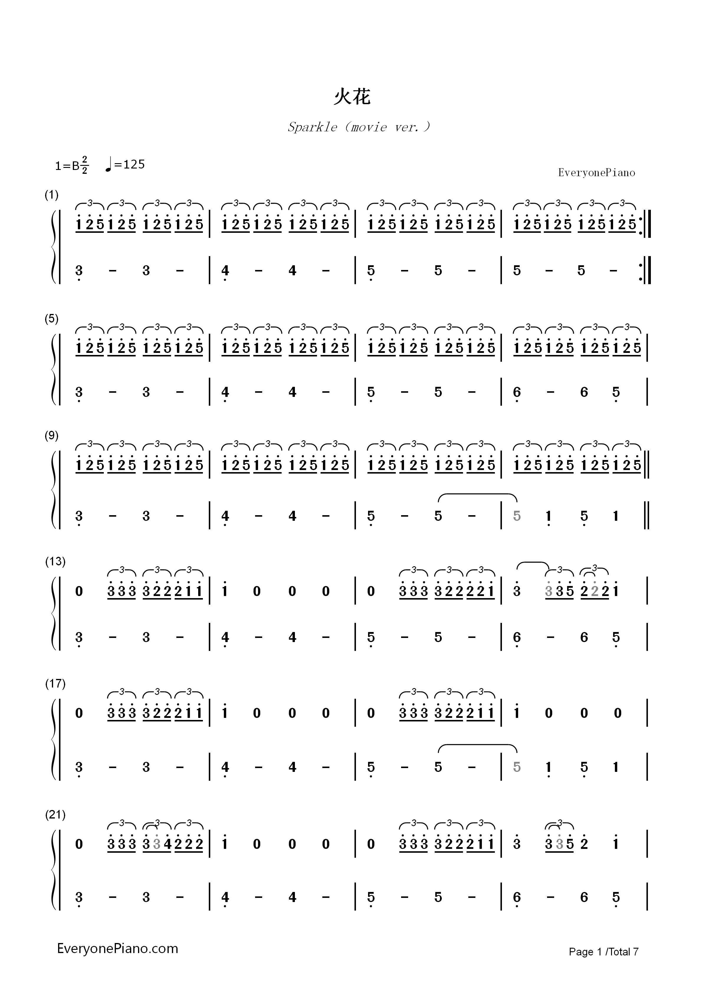 火花钢琴简谱_RADWIMPS演唱
