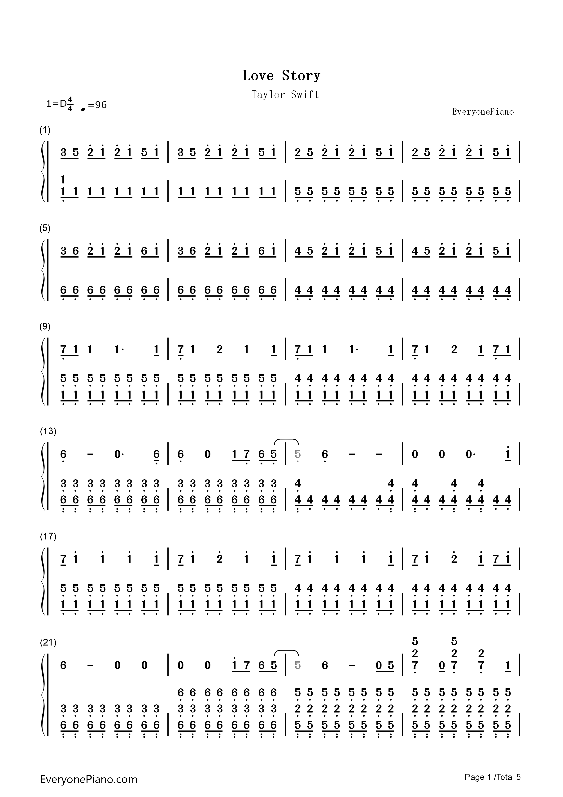 Love_Story钢琴简谱_Taylor_Swift演唱