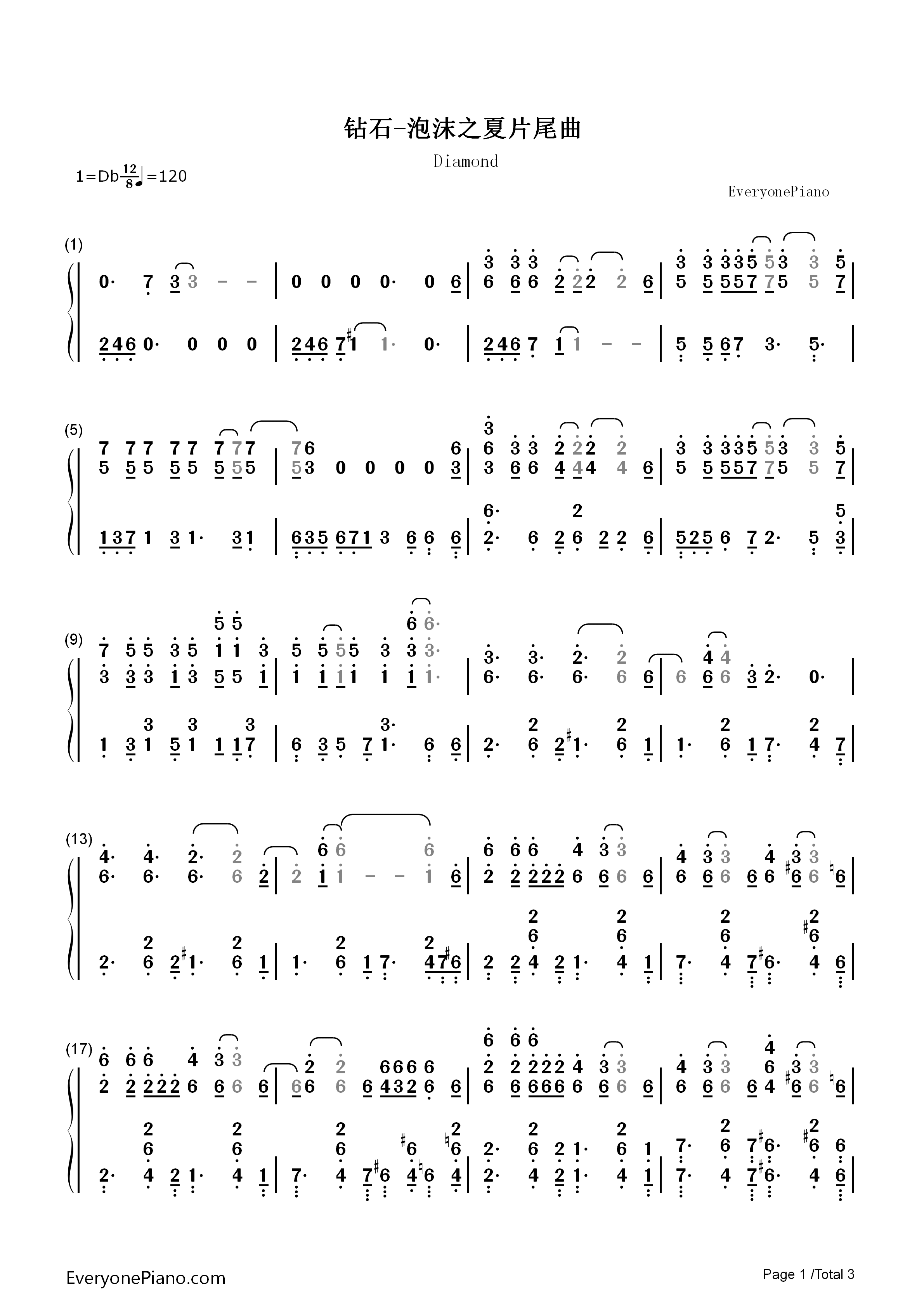 钻石钢琴简谱_徐熙媛演唱