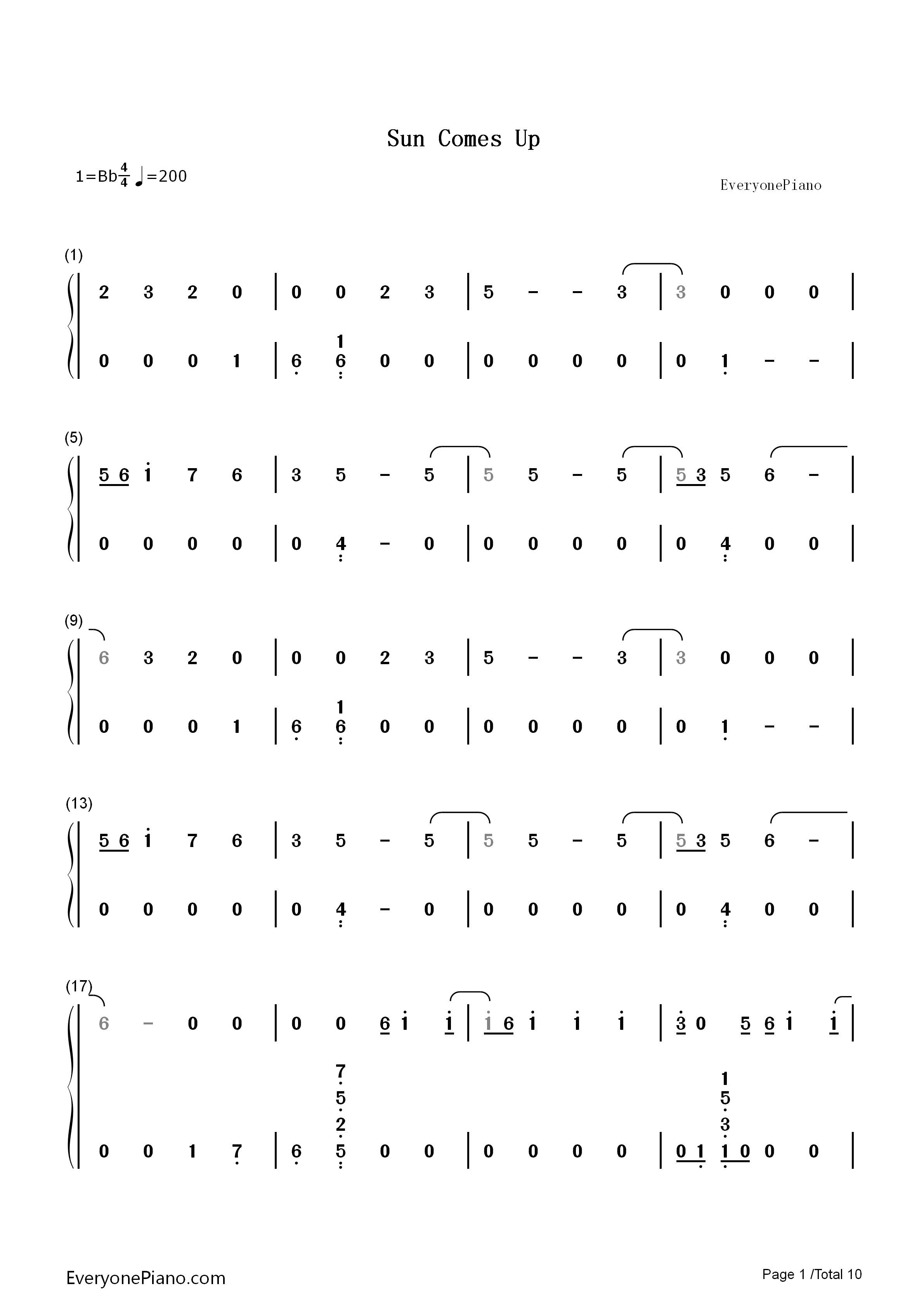 Sun_Comes_Up钢琴简谱_Rudimental_James_Arthur演唱