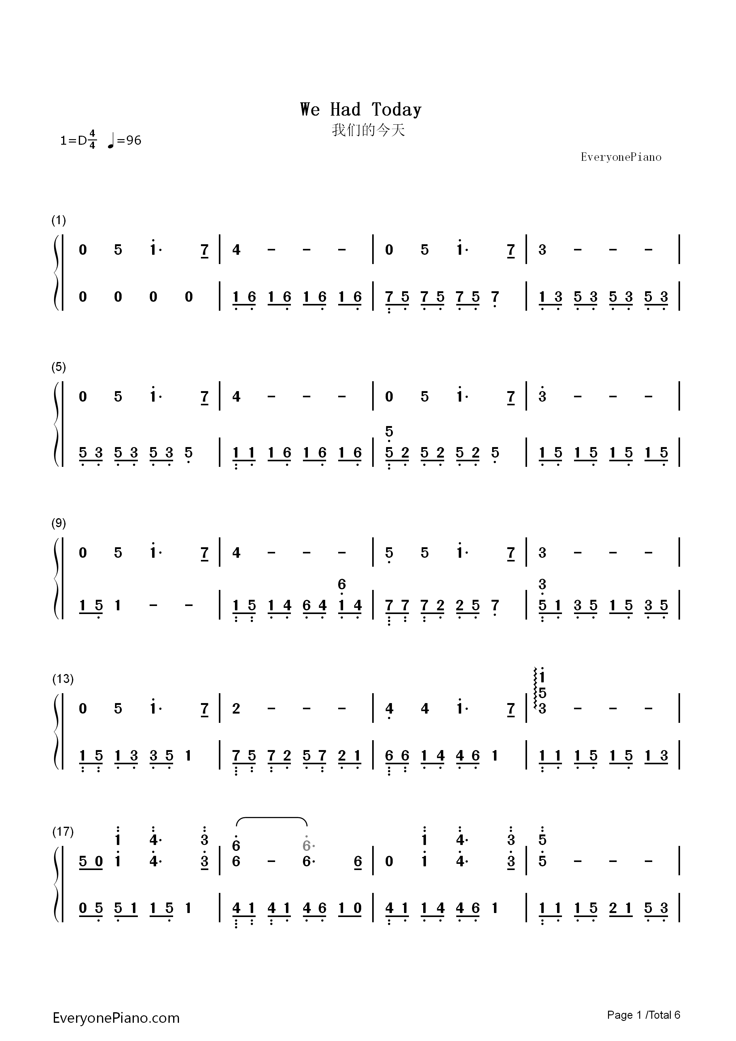 We_Had_Today钢琴简谱_Rachel_Portman演唱