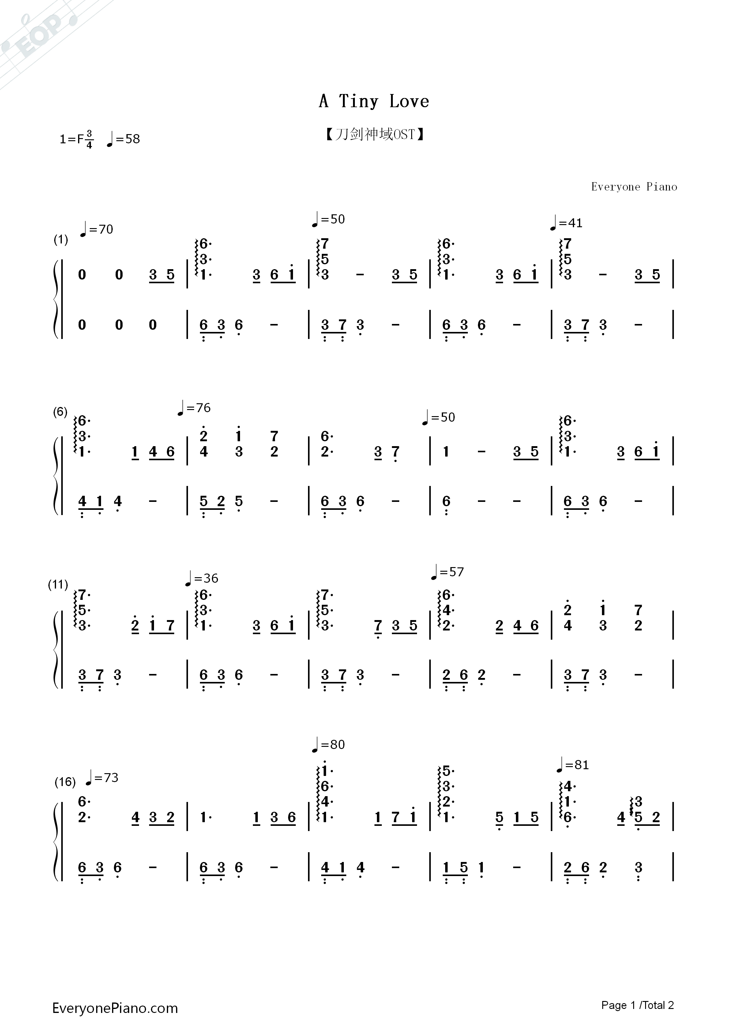 A_Tiny_Love钢琴简谱_梶浦由记演唱