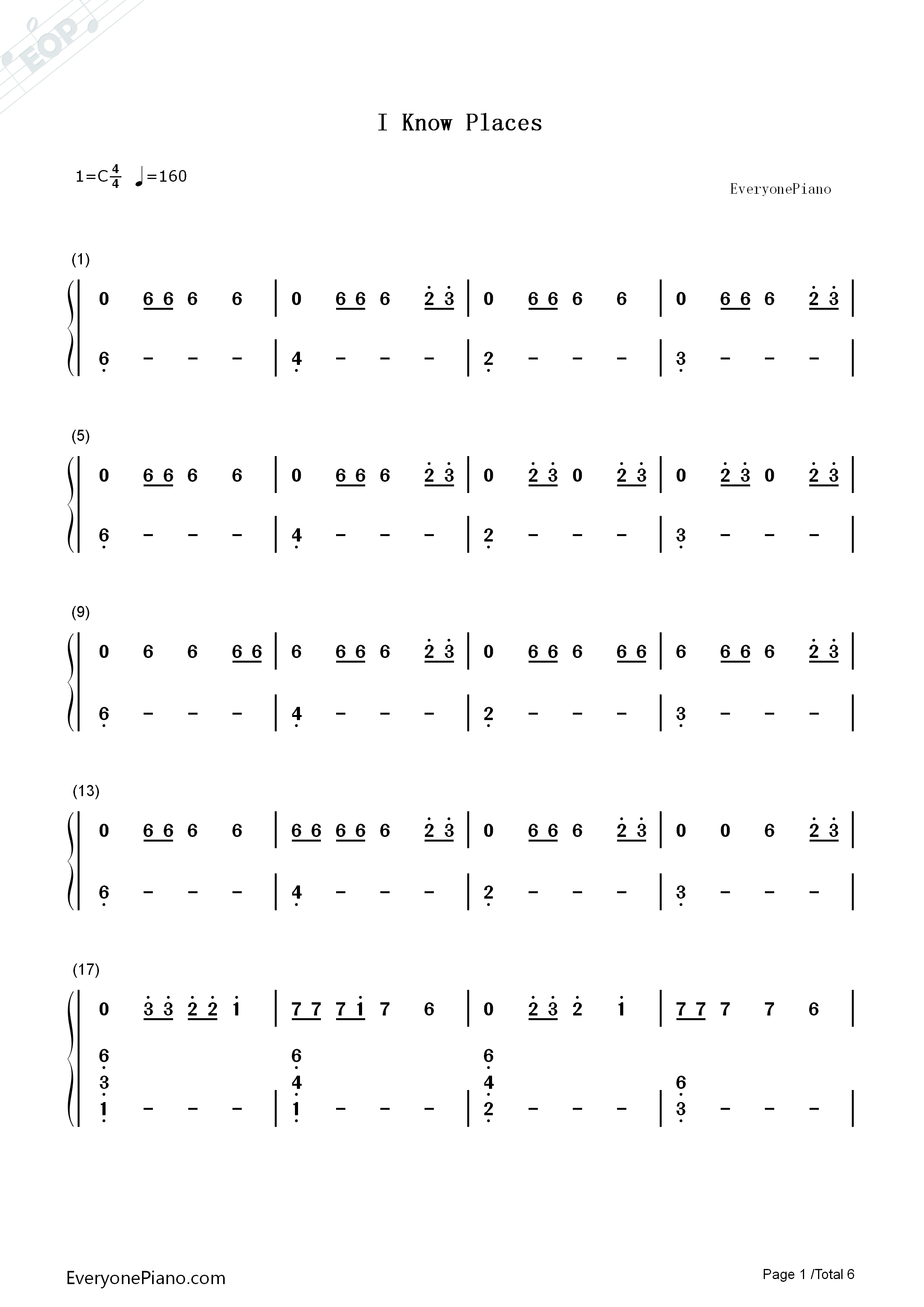 I_Know_Places钢琴简谱_Taylor_Swift演唱