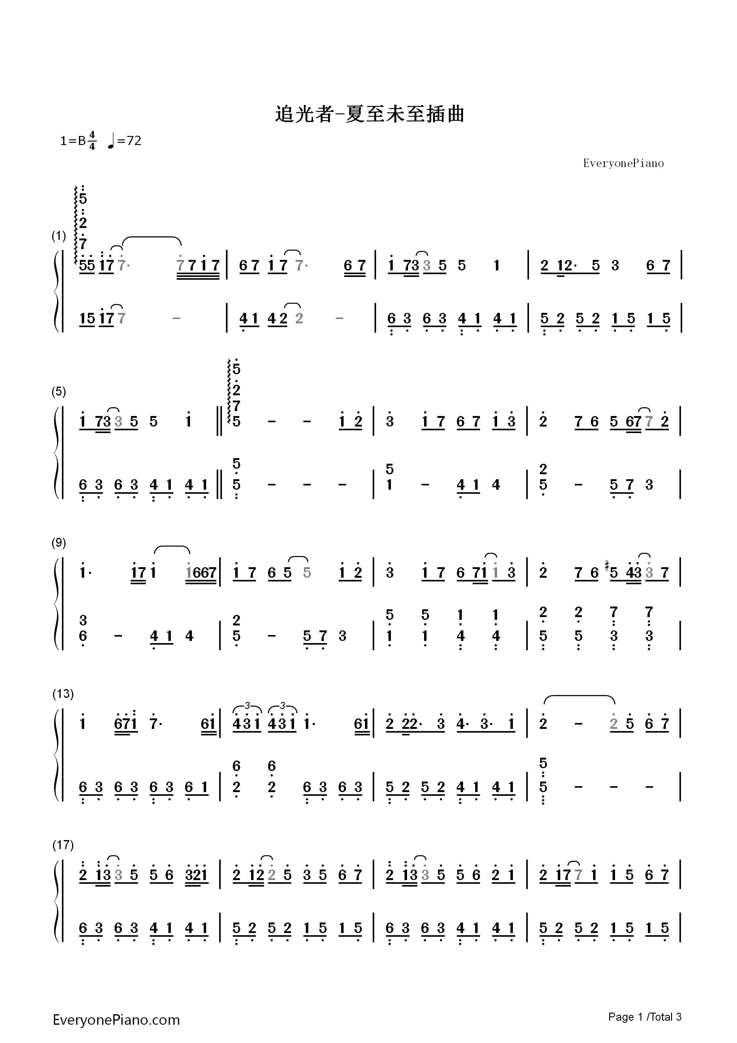 追光者钢琴简谱_岑宁儿演唱