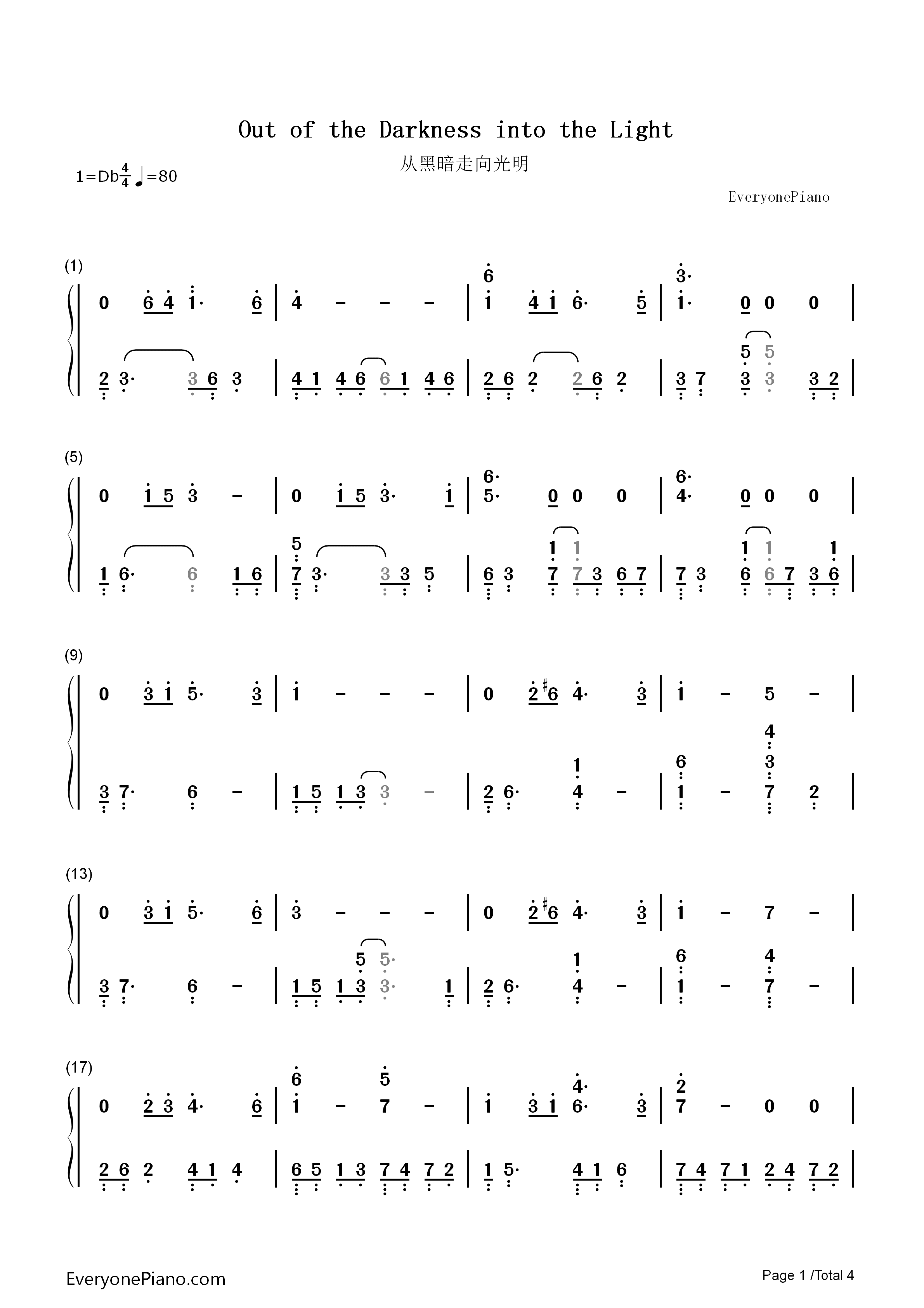 Out_Of_The_Darkness_Into_The_Light钢琴简谱_Kevin_Kern演唱