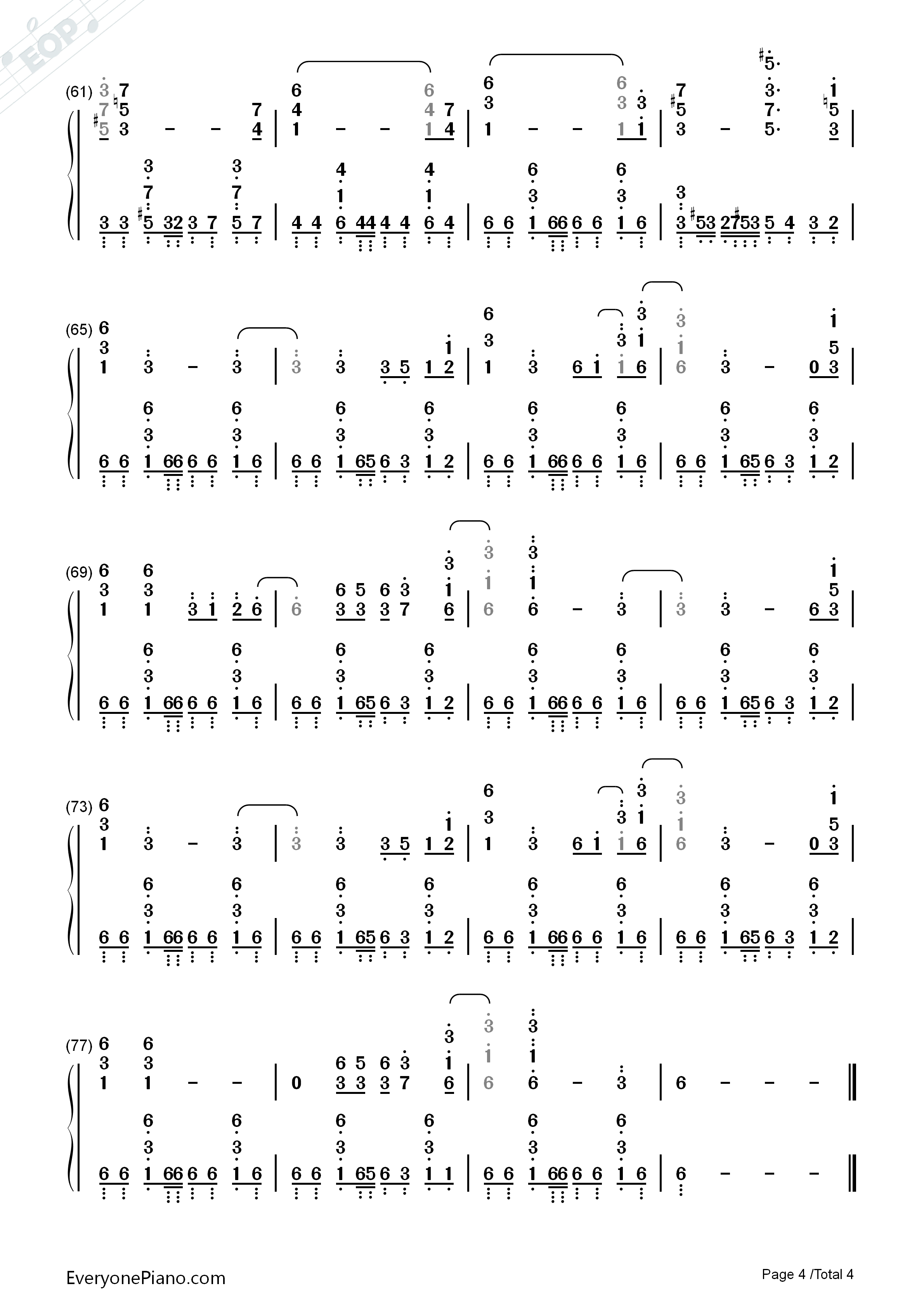 神様お願い钢琴简谱_ハナエ（EMI音乐）演唱