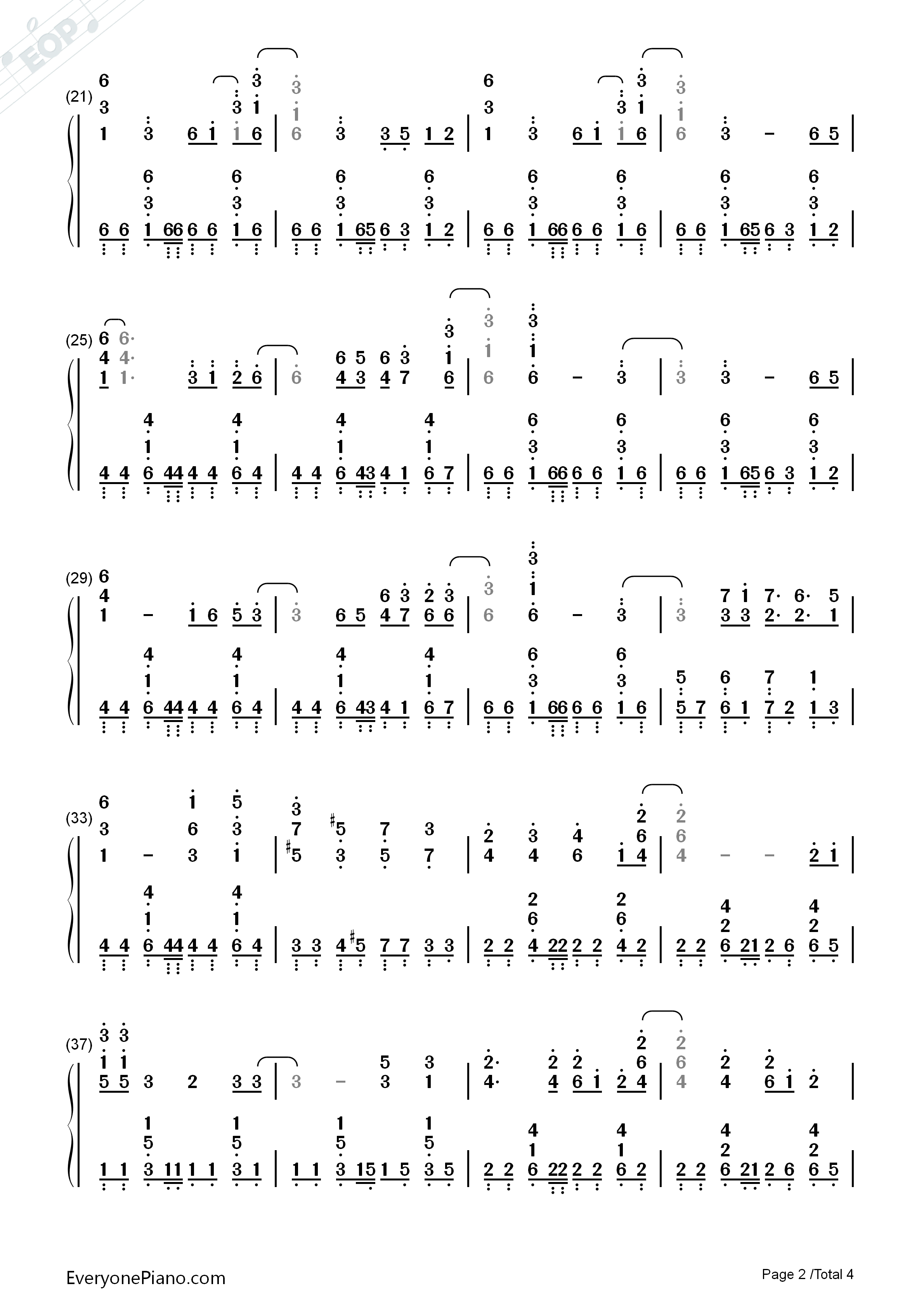 神様お願い钢琴简谱_ハナエ（EMI音乐）演唱