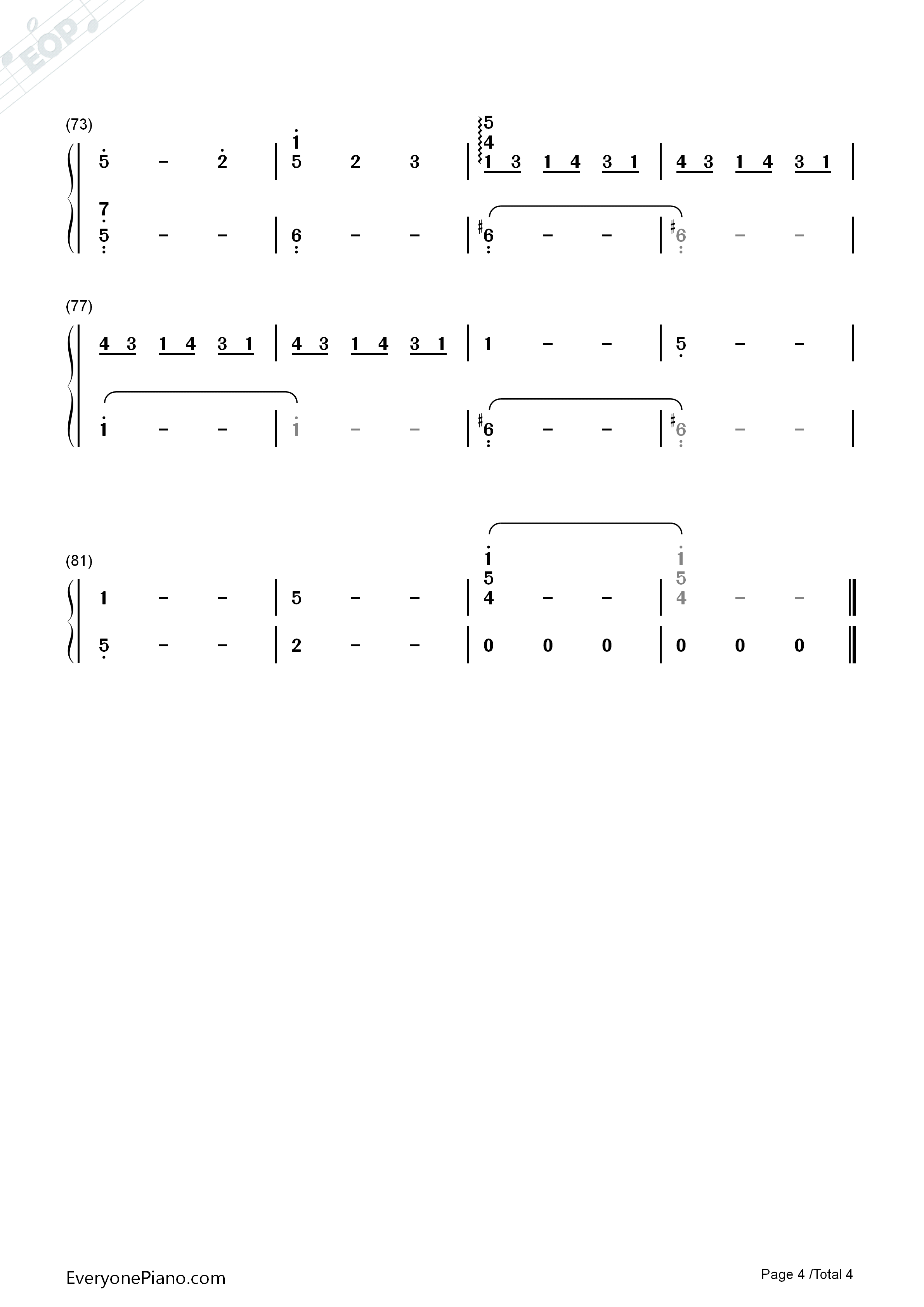 私の嘘_PianoSolo钢琴简谱_横山克演唱