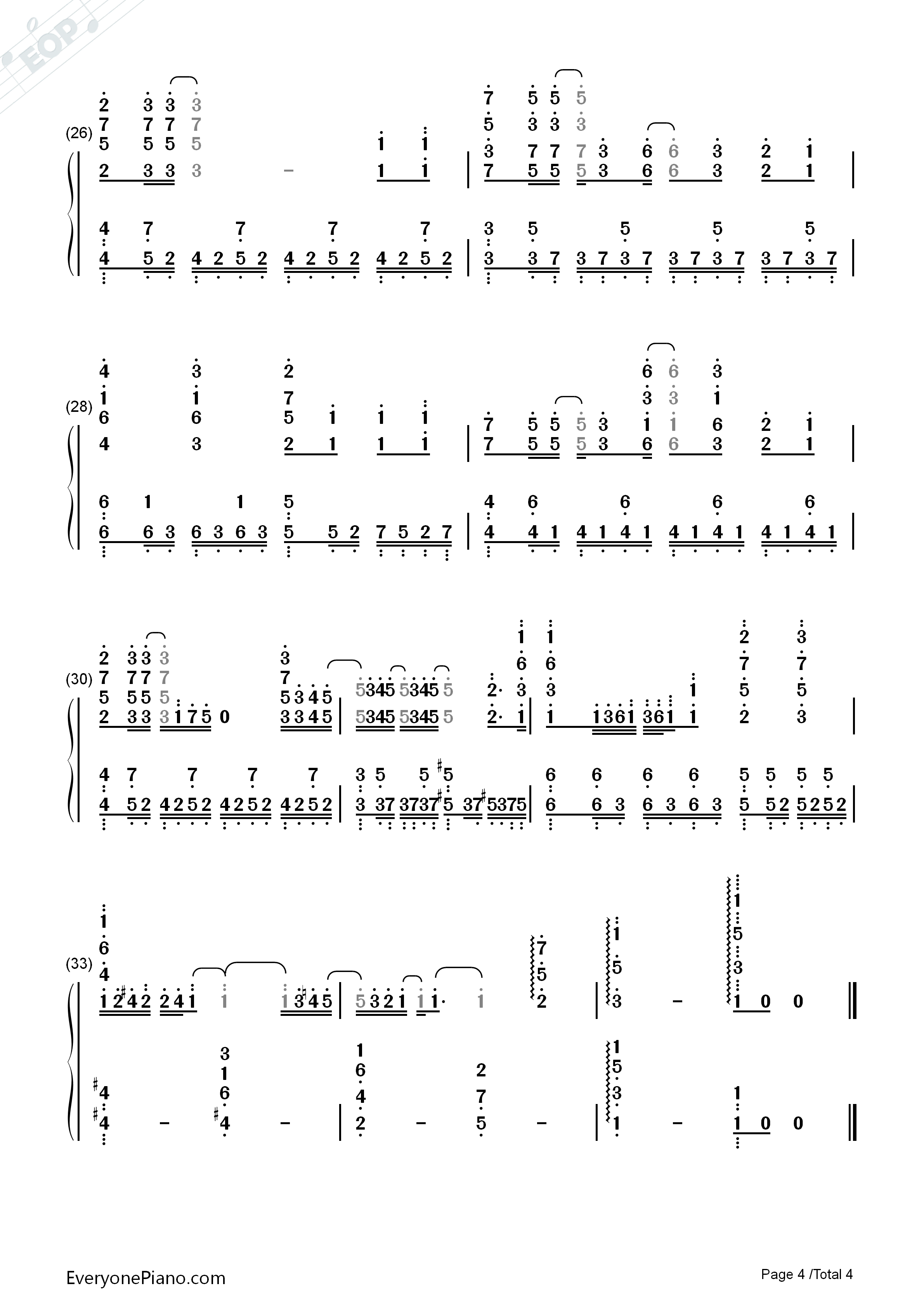 Over_and_Over钢琴简谱_やなぎなぎ演唱