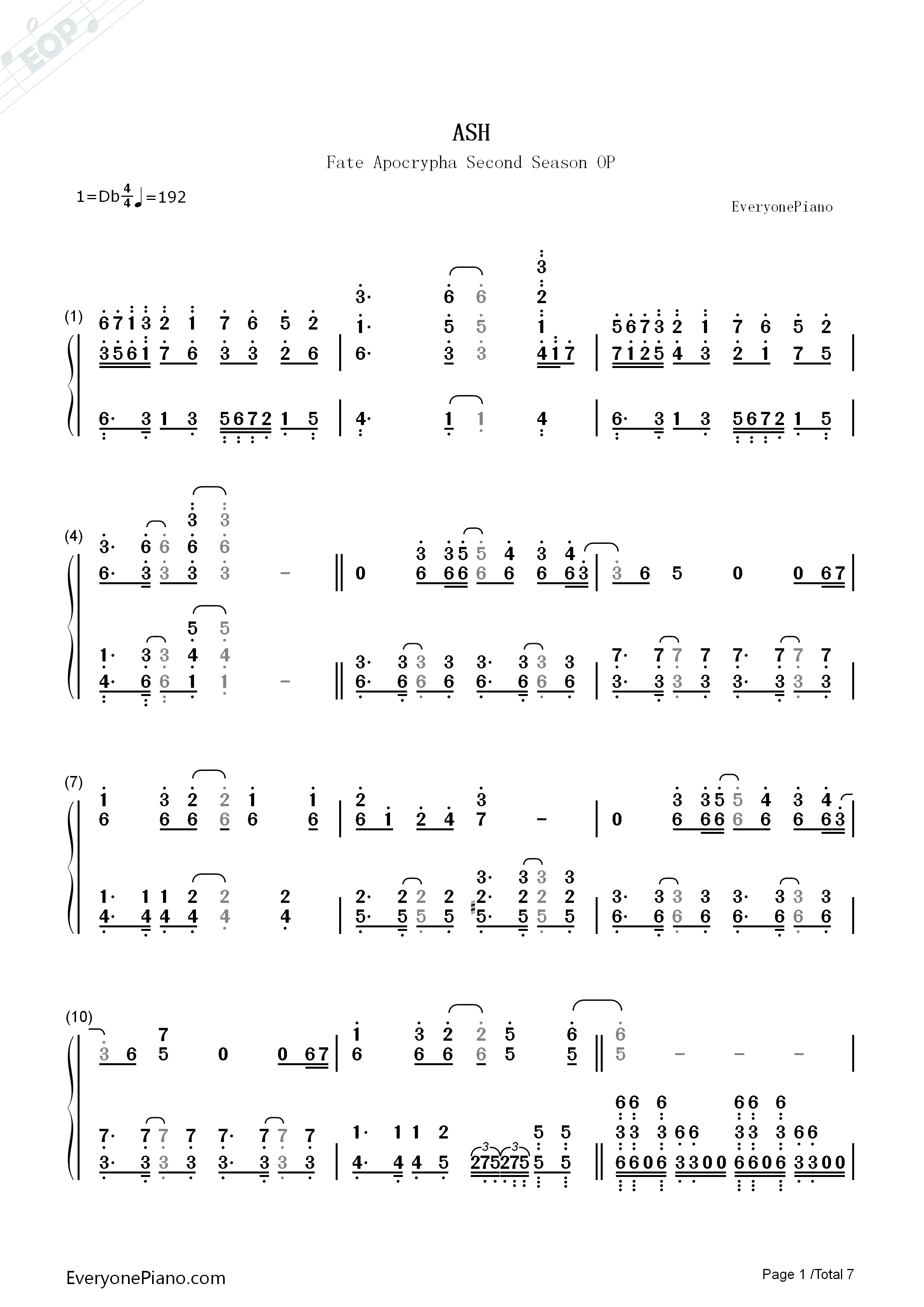 ASH钢琴简谱_LiSA演唱