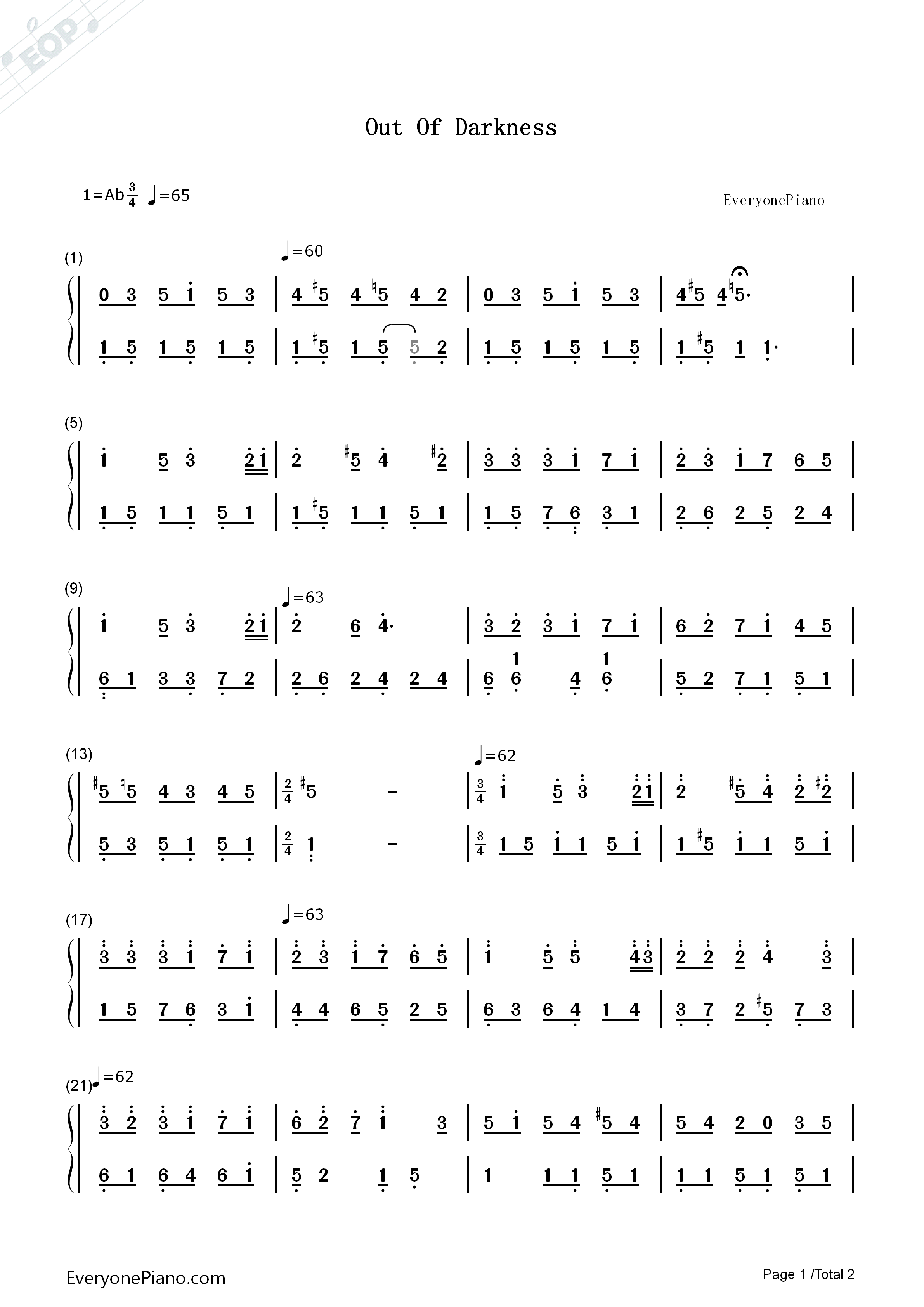 Out_of_Darkness钢琴简谱_Aubrey_Ashburn演唱