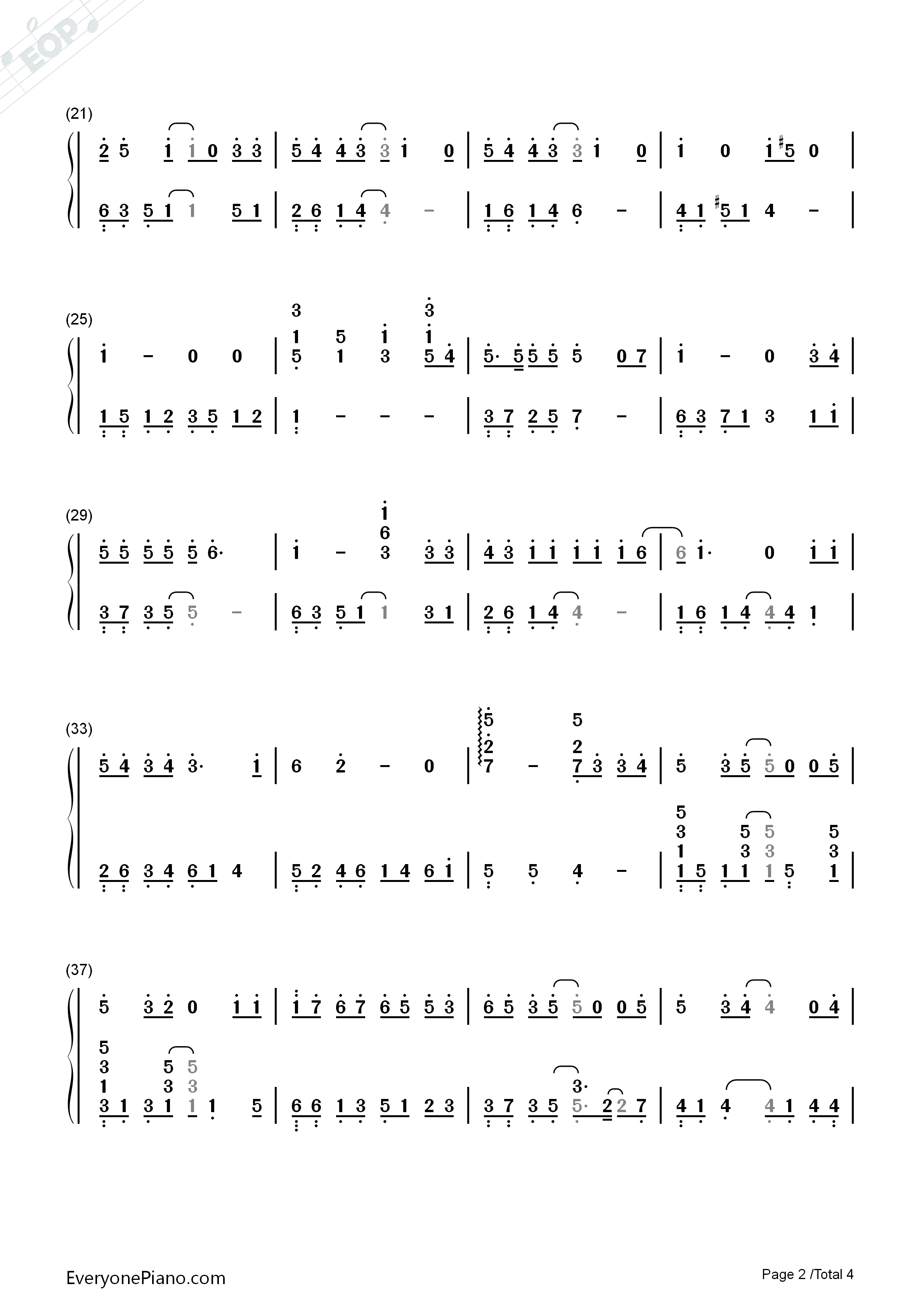 梦一场钢琴简谱_张碧晨演唱